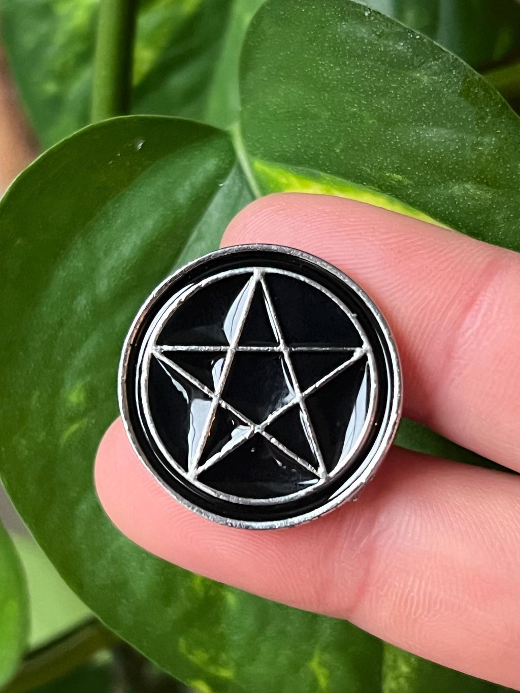 black pentagram enamel pins