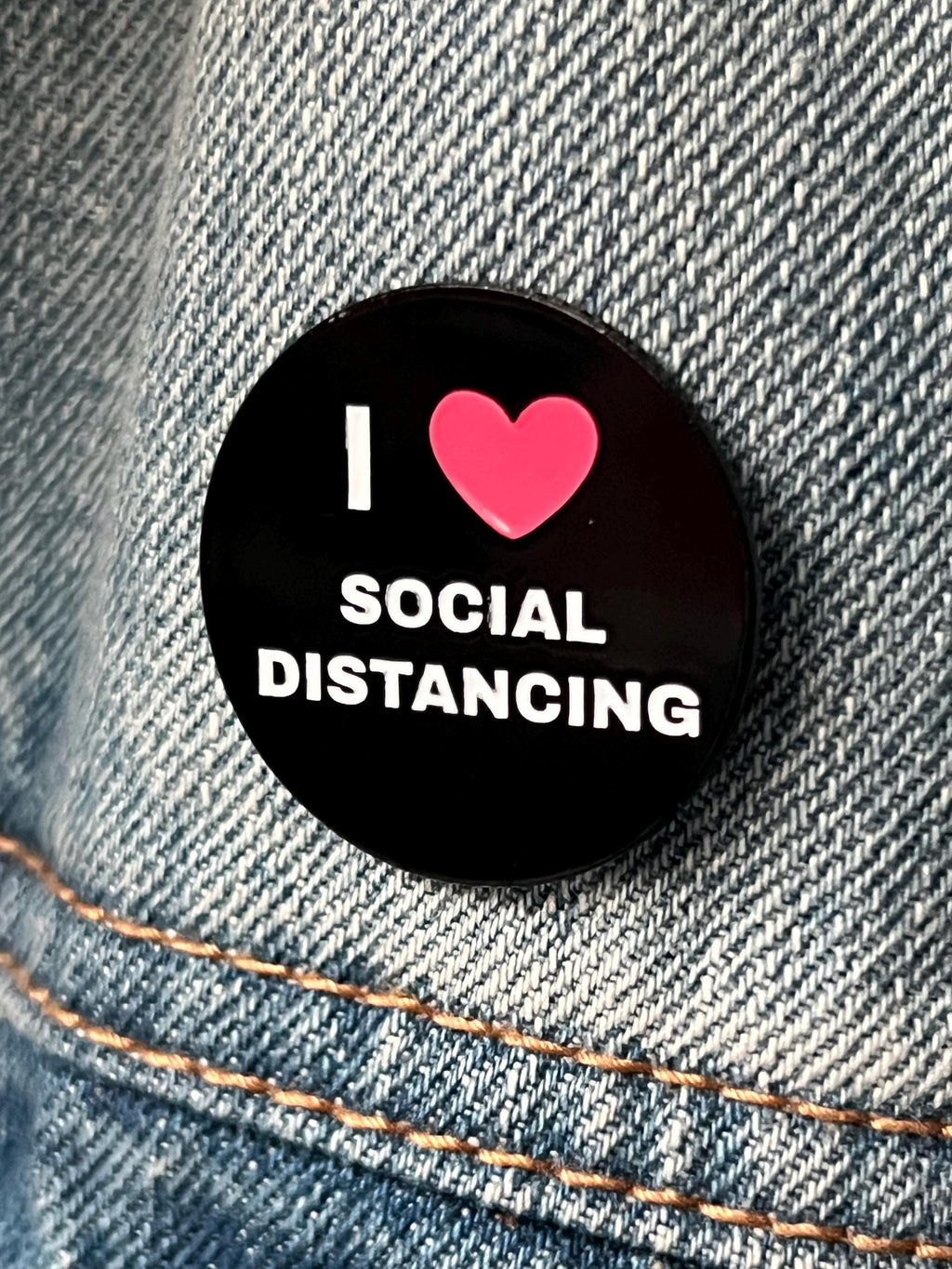 leftist funny introvert pins feminist punk pins and badges queer pins black and white liberal  I love social distancing button