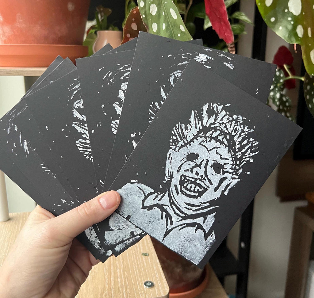 leatherface wall art print horror art lino print gothic home decor goth wall art horror home decor Texas Chainsaw Massacre fan art