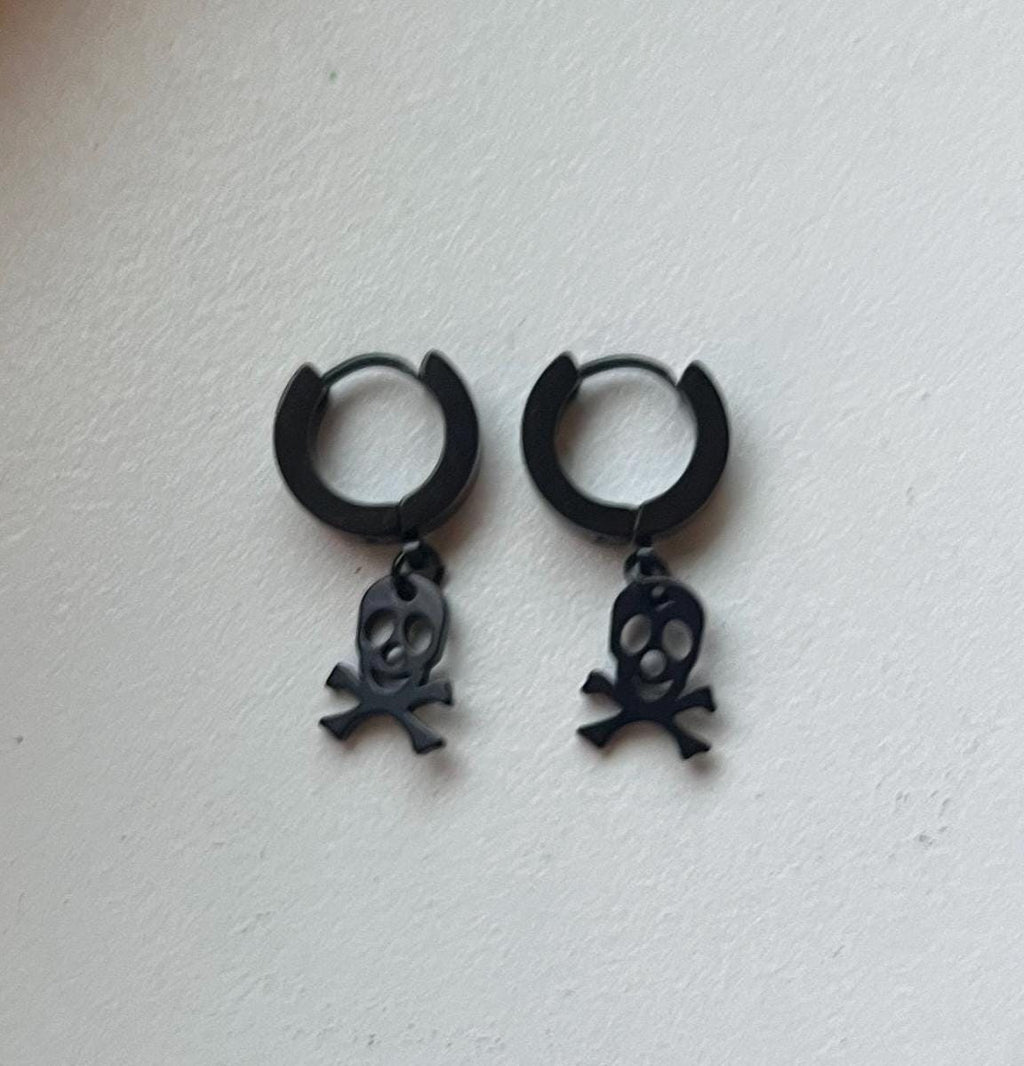 gothic skull huggie earrings goth horror accessories dark earrings punk earrings goth stainless steel earrings punk jewelry