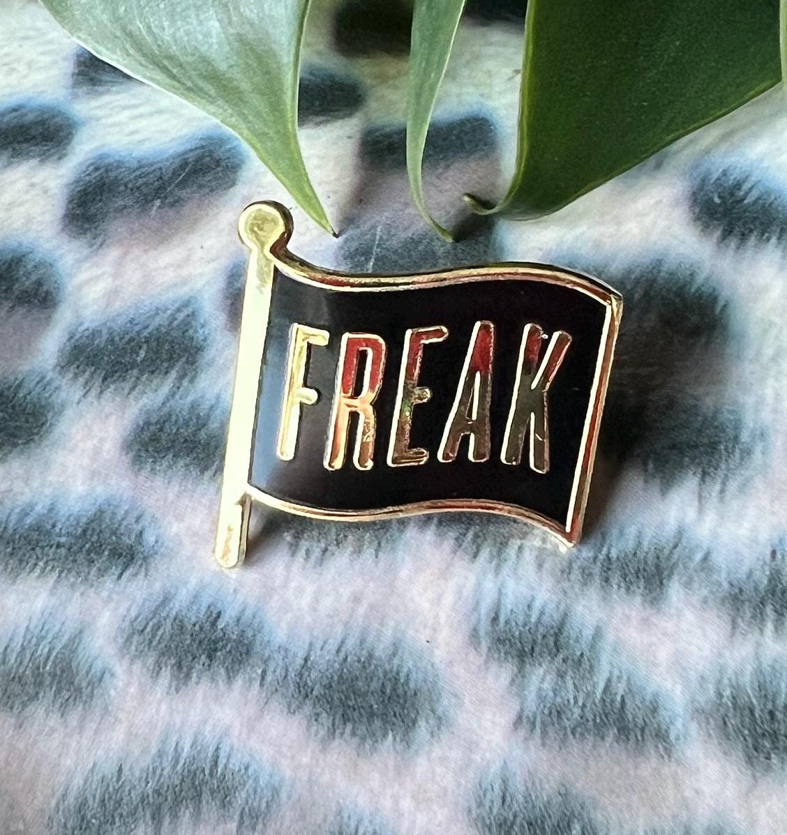 goth enamel pins and badges punk pins FREAK FLAG dark humor gothic accessories queer punk pinback buttons