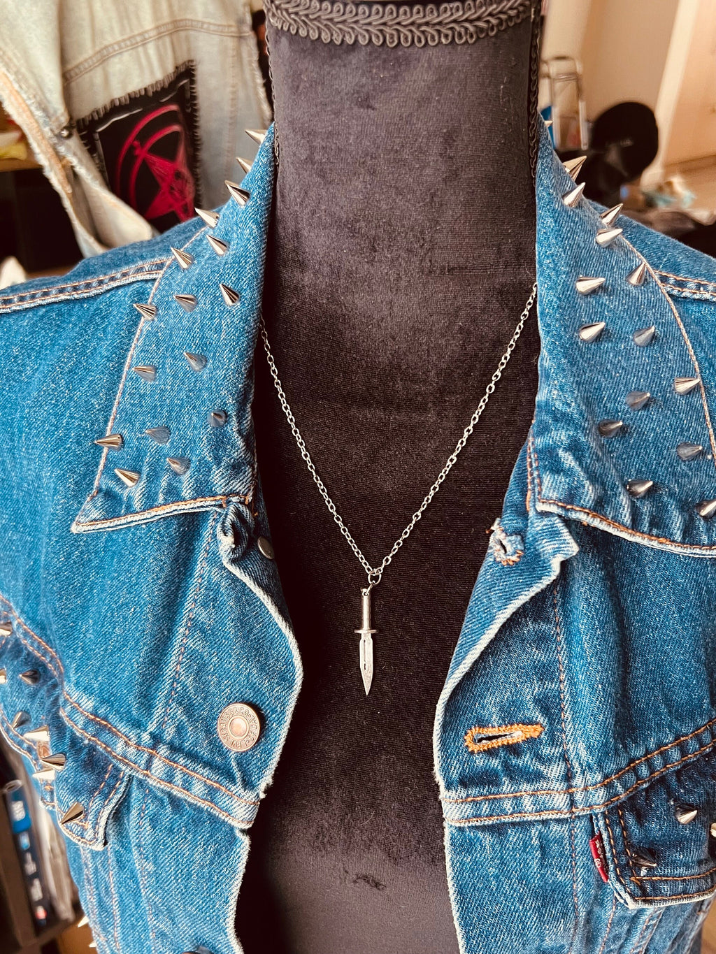 gothic necklace knife jewelry punk necklace stainless steel goth jewellery horror necklace stainless steel dagger jewelry