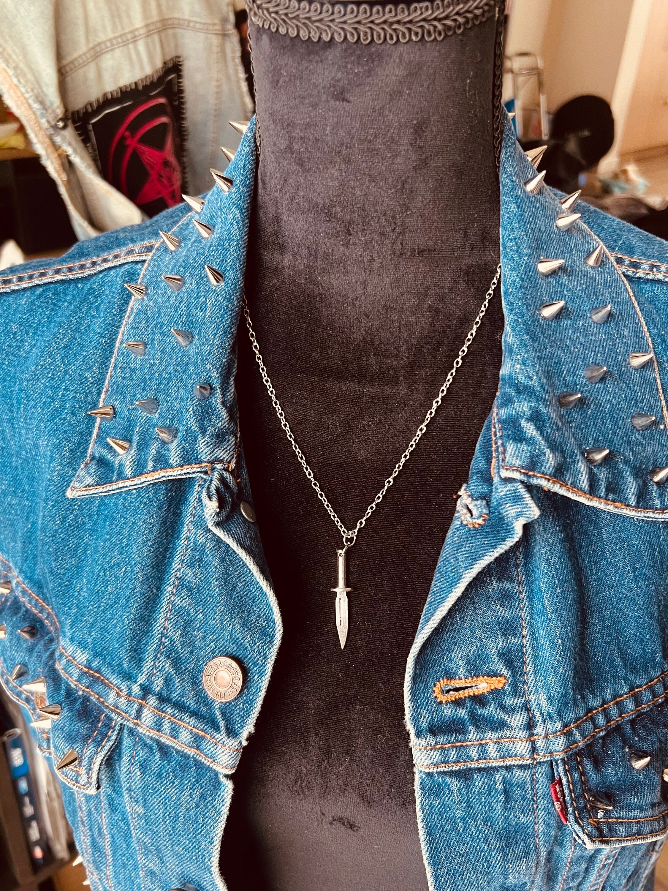 gothic necklace knife jewelry punk necklace stainless steel goth jewellery horror necklace stainless steel dagger jewelry