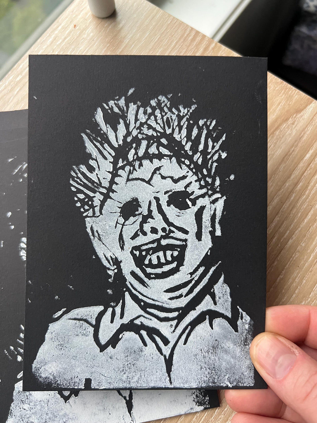 leatherface wall art print horror art lino print gothic home decor goth wall art horror home decor Texas Chainsaw Massacre fan art