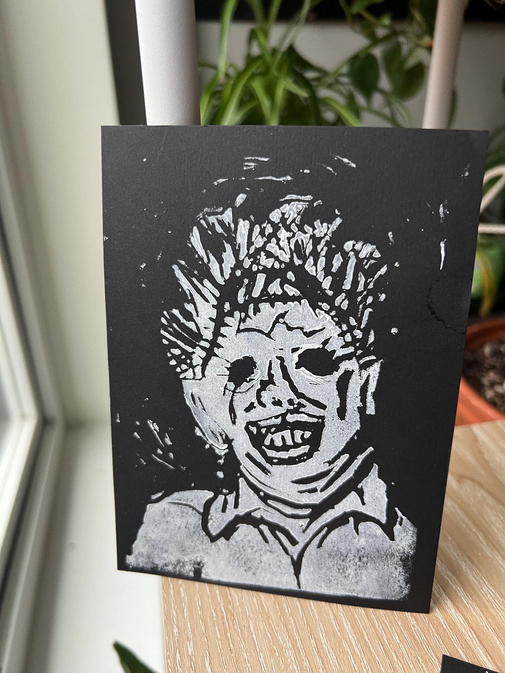 leatherface wall art print horror art lino print gothic home decor goth wall art horror home decor Texas Chainsaw Massacre fan art