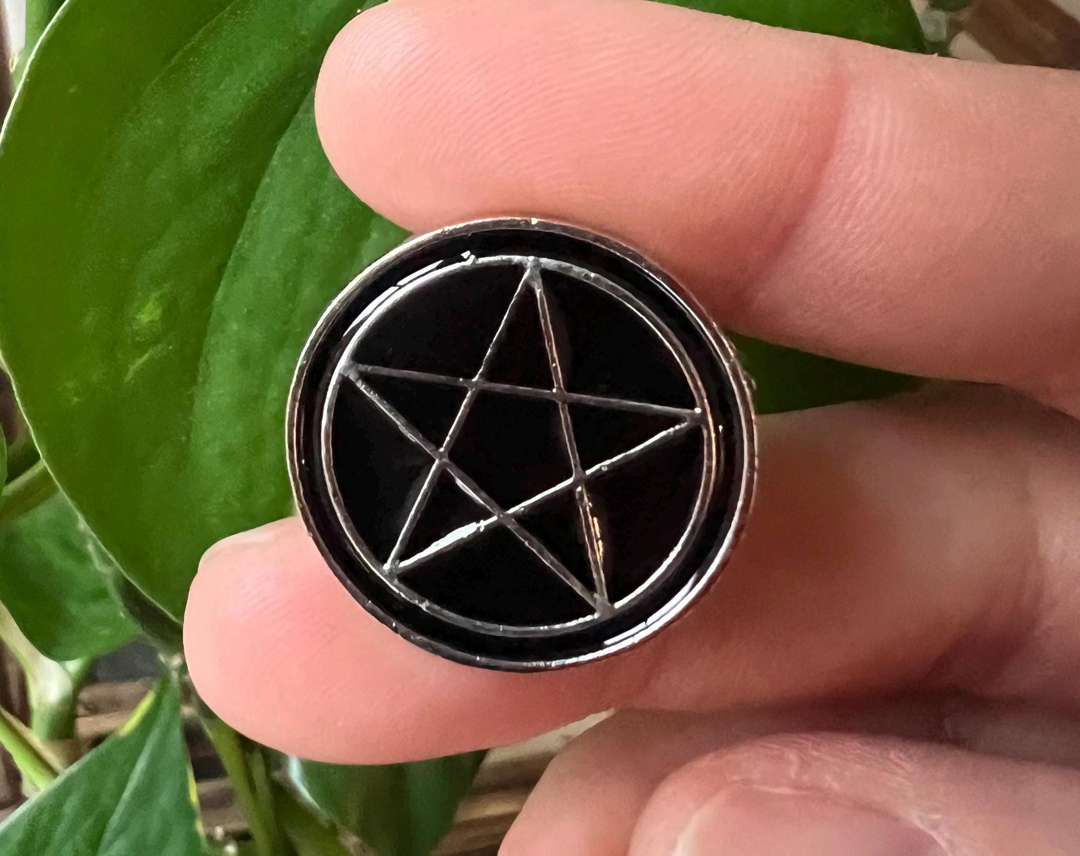 black pentagram enamel pins