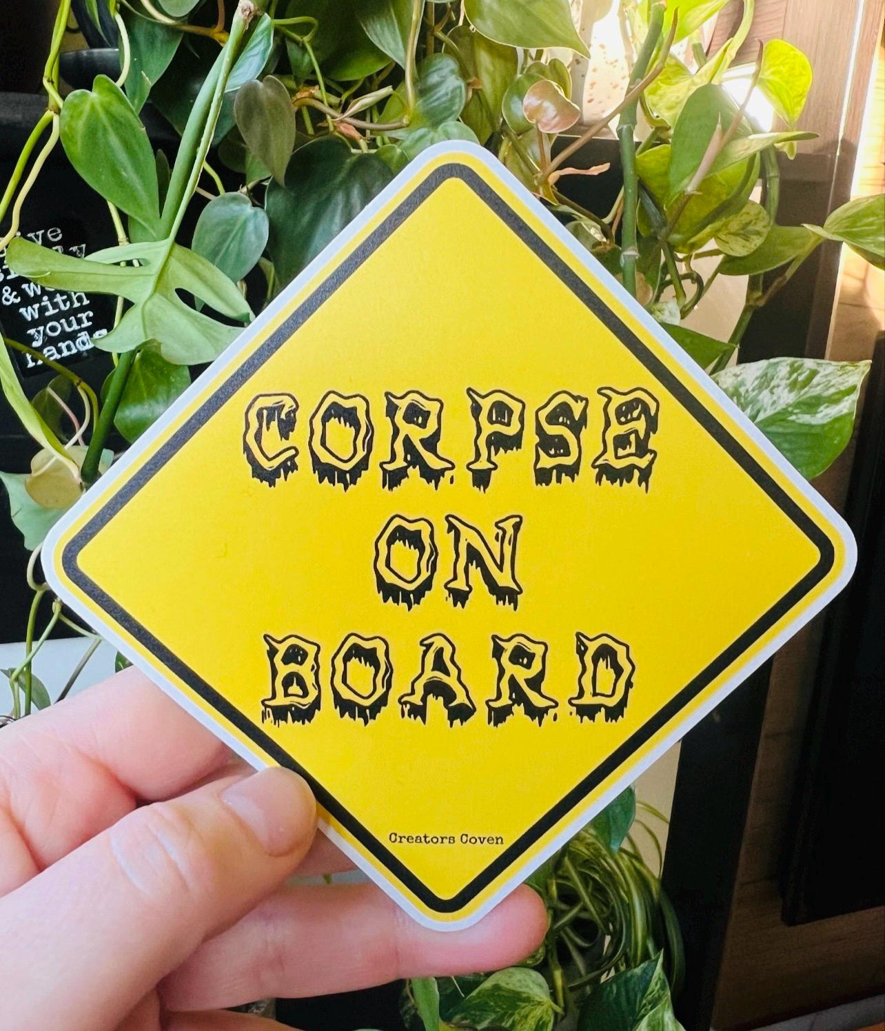 Corpse on Board vinyl sticker yellow warning sticker