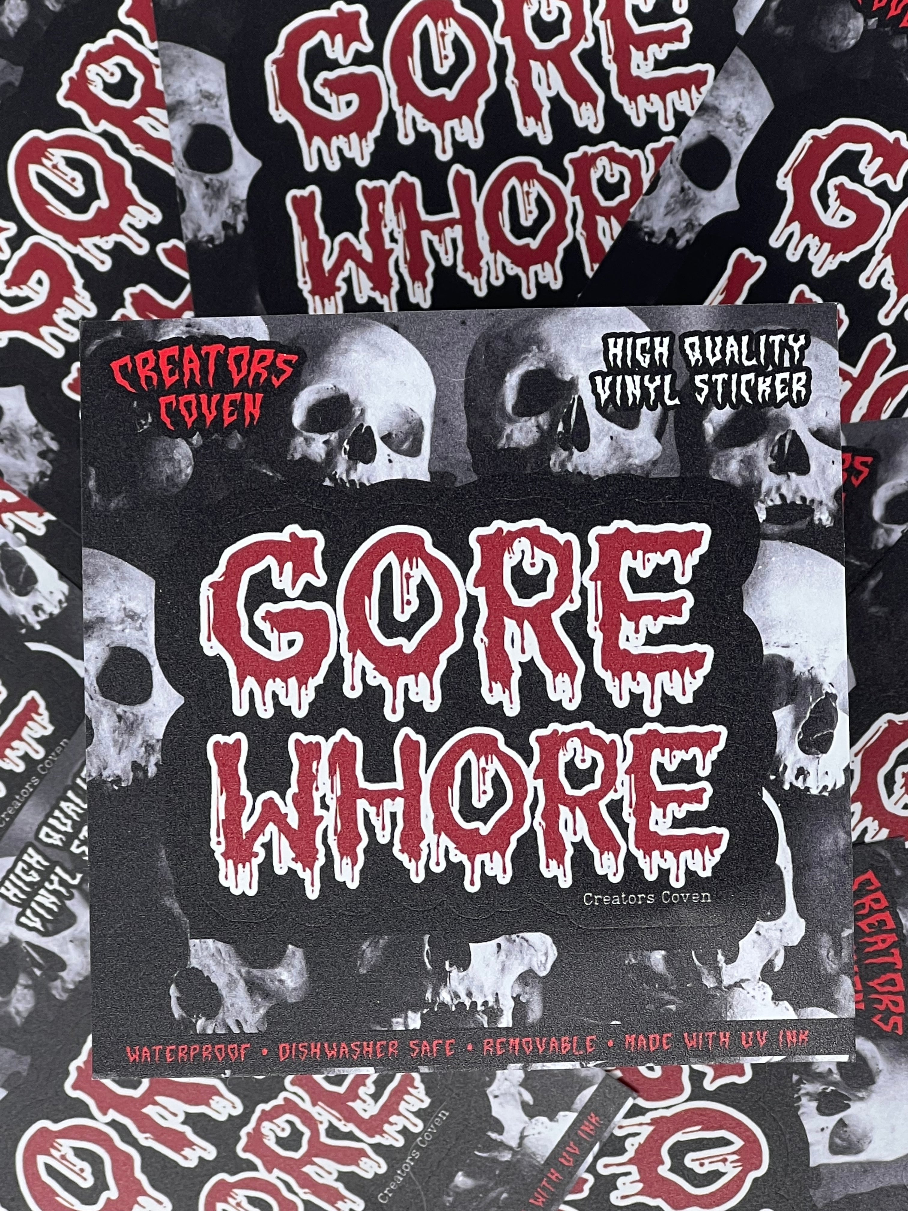 Gore whore horror fan vinyl sticker