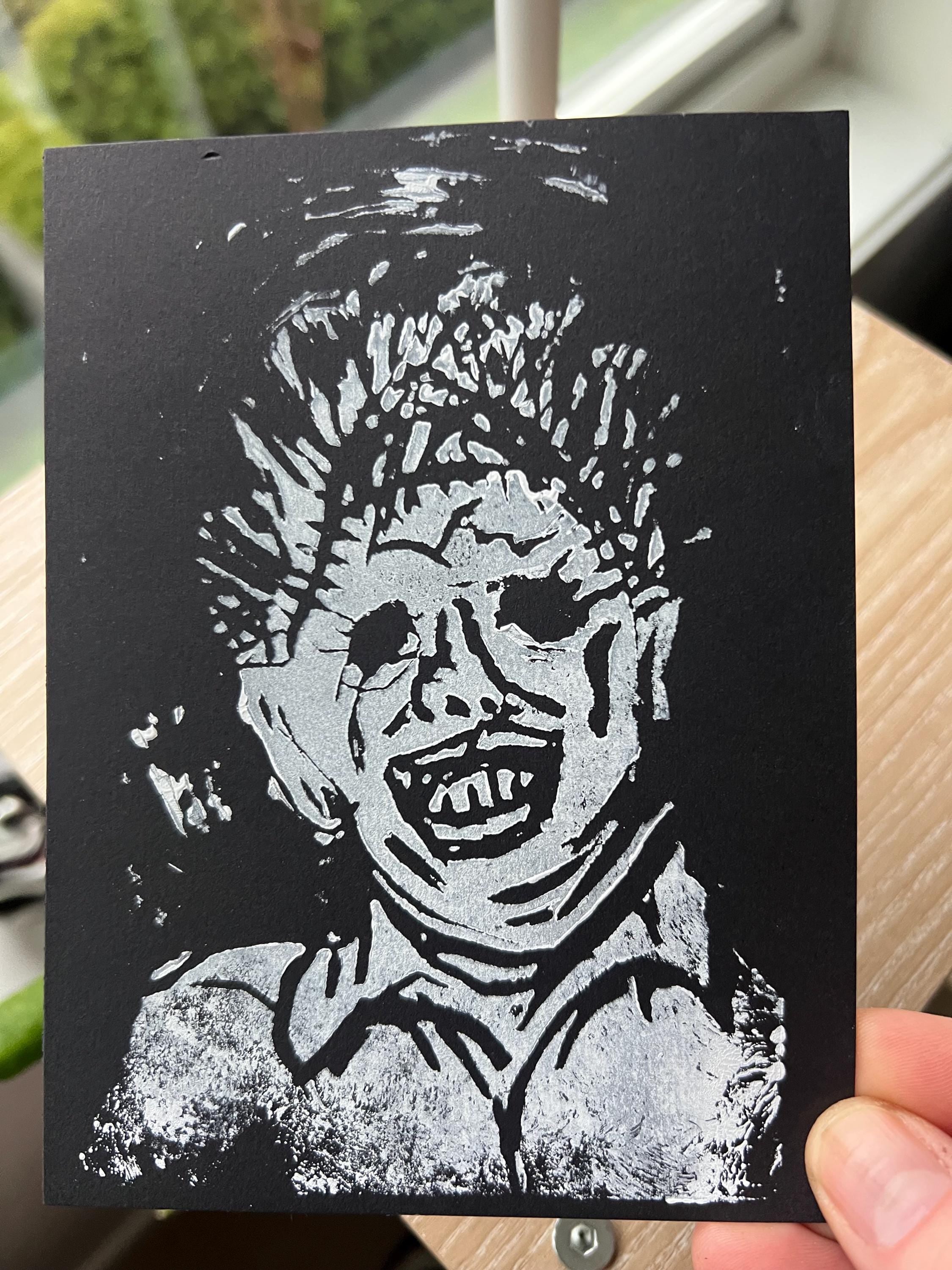 leatherface wall art print horror art lino print gothic home decor goth wall art horror home decor Texas Chainsaw Massacre fan art