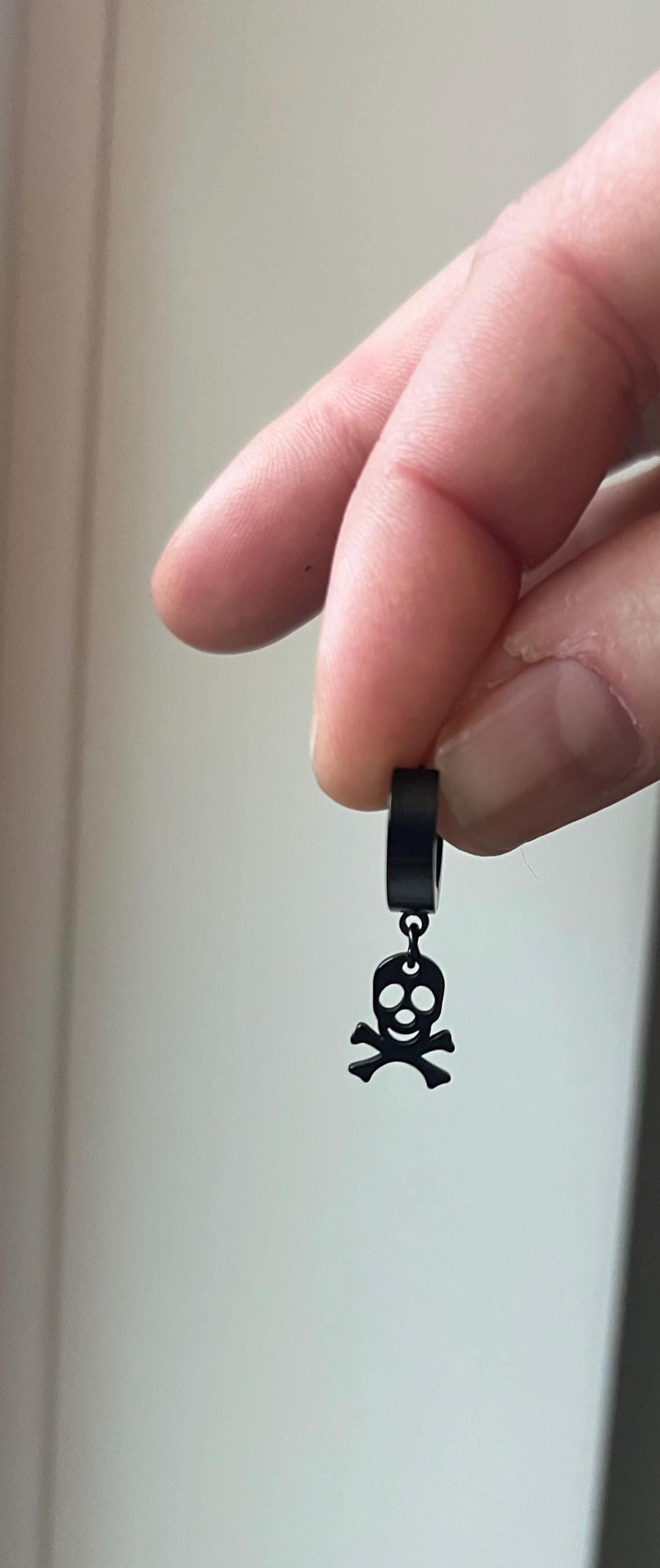 gothic skull huggie earrings goth horror accessories dark earrings punk earrings goth stainless steel earrings punk jewelry