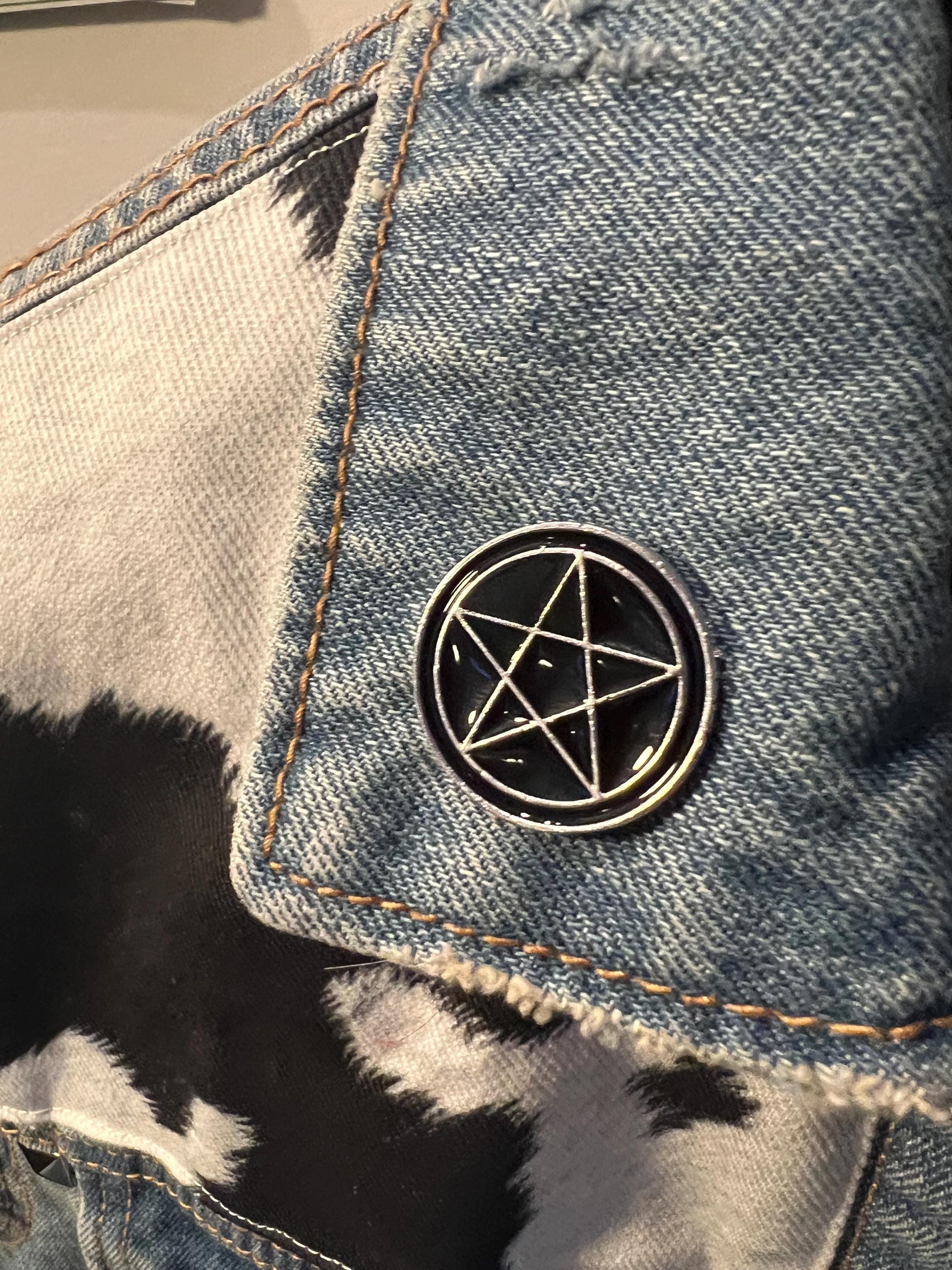 black pentagram enamel pins