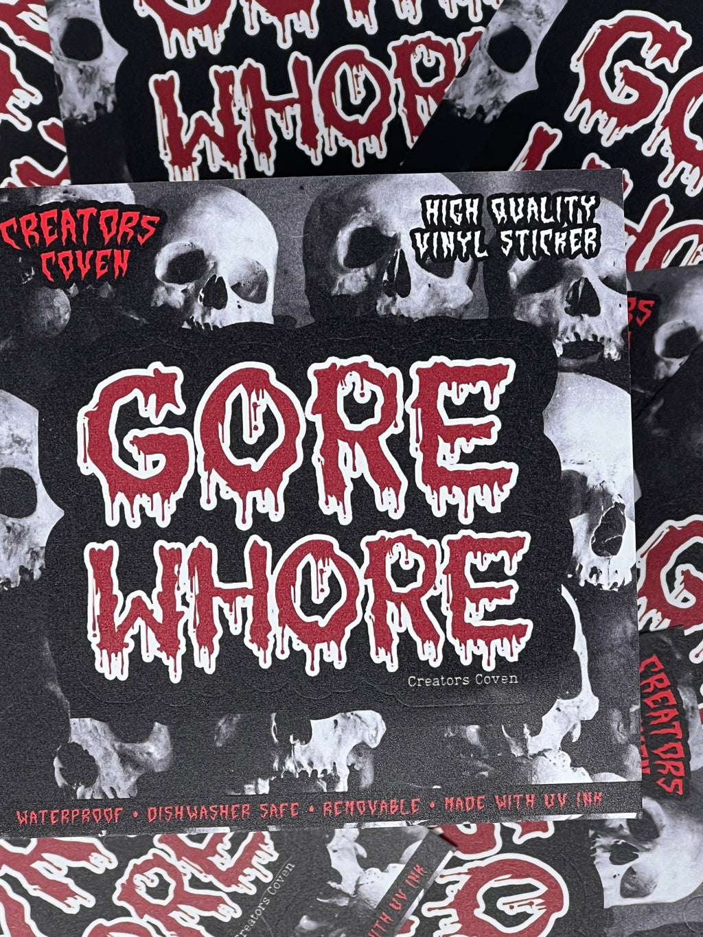 Gore whore horror fan vinyl sticker