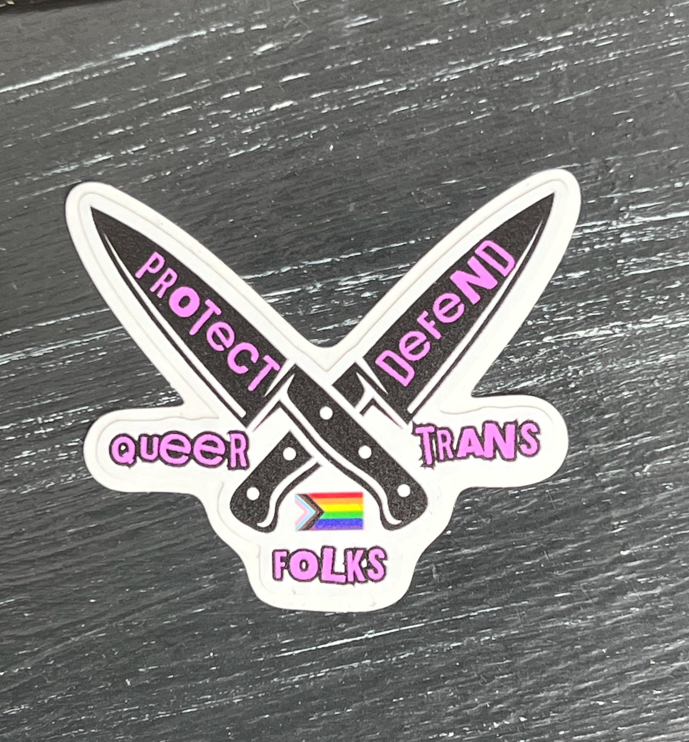 protect defend queer trans folks sticker lgbt leftist vinyl sticker liberal decals liberal stickers ally accessories lgbtq stickers decals
