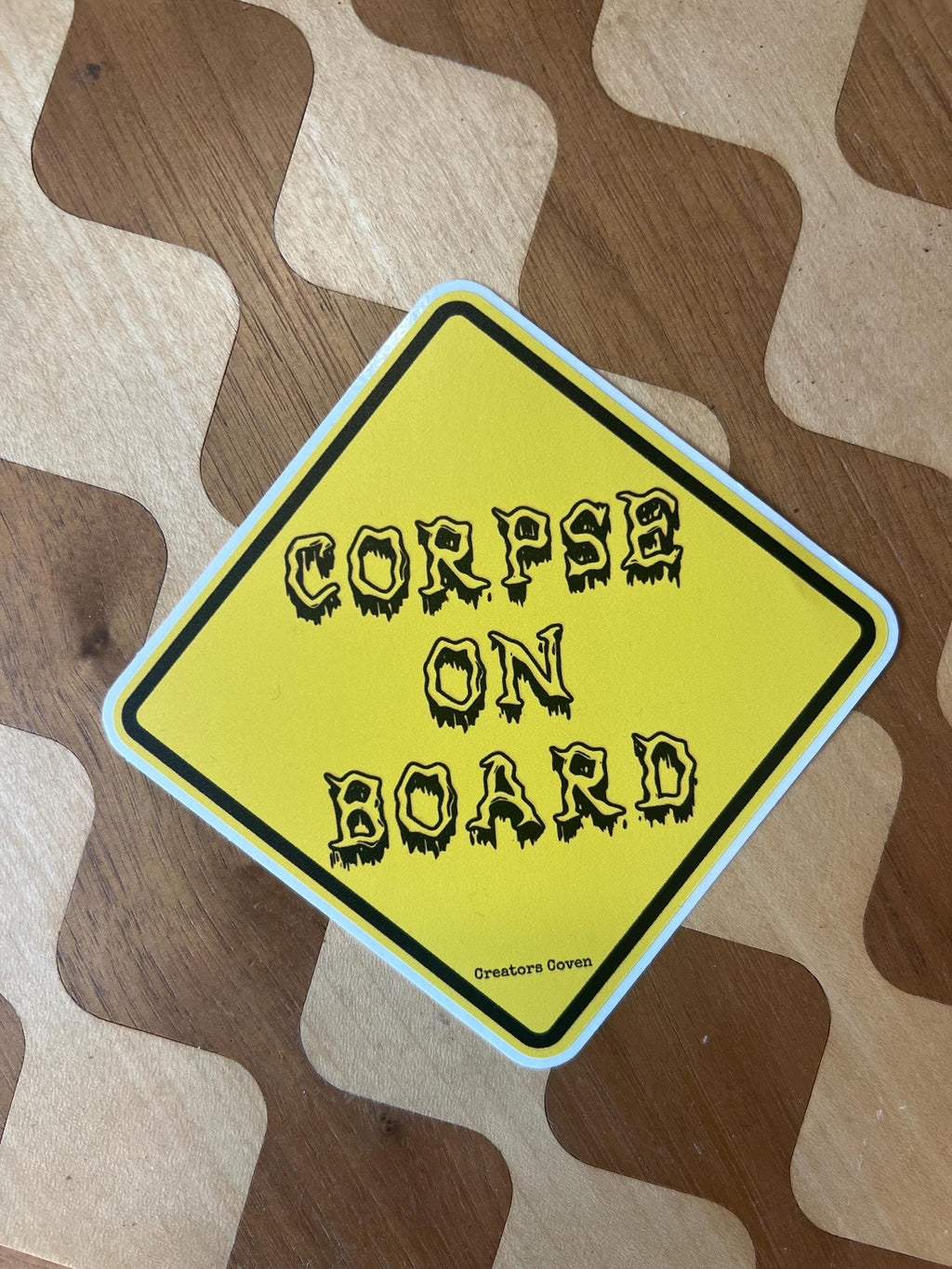 Corpse on Board vinyl sticker yellow warning sticker