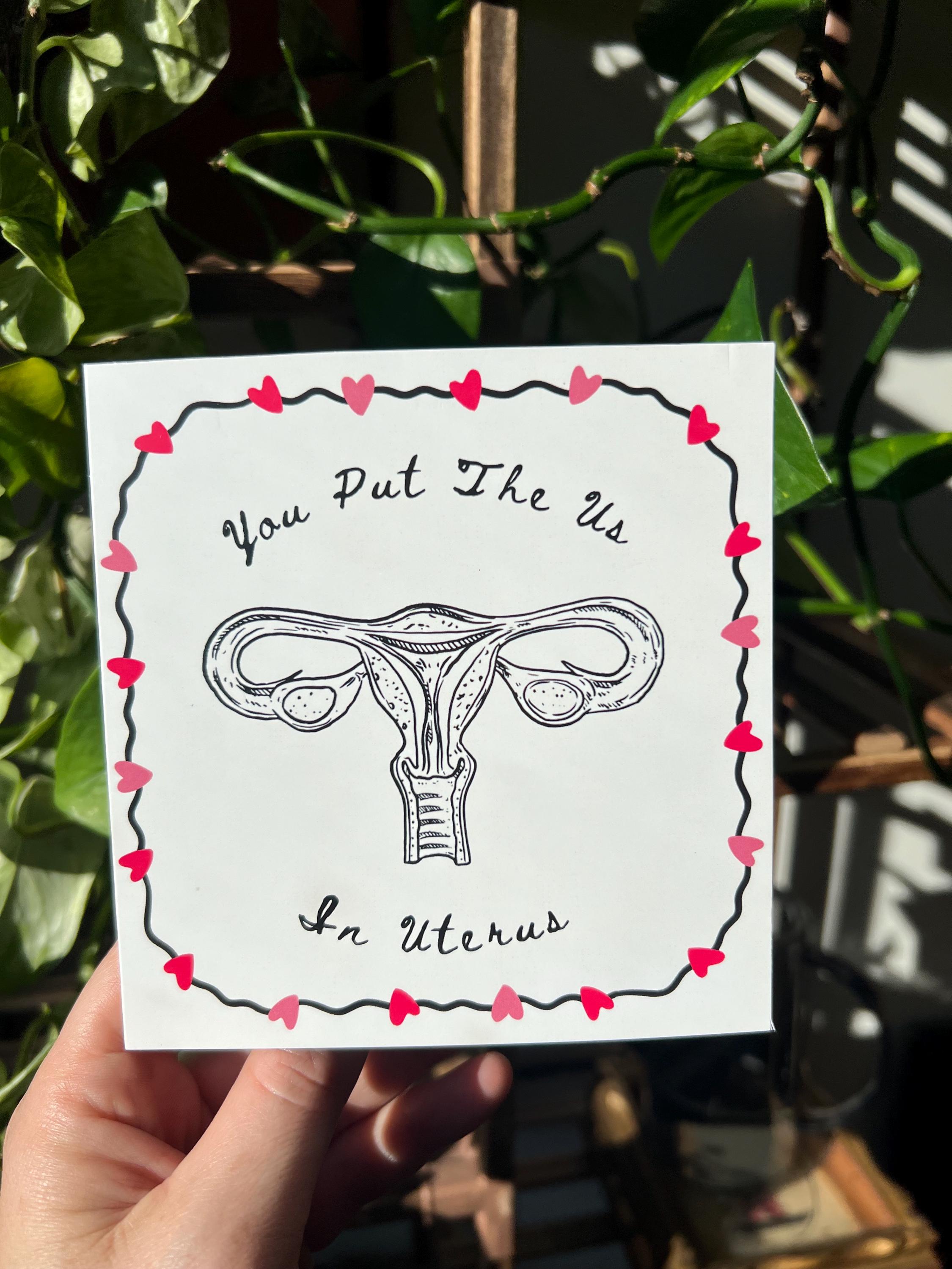 You put the Us in Uterus greeting card with envelope