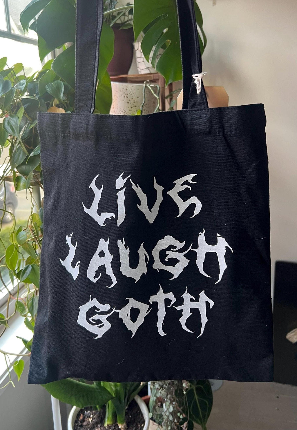 Live Laugh Goth black tote bag