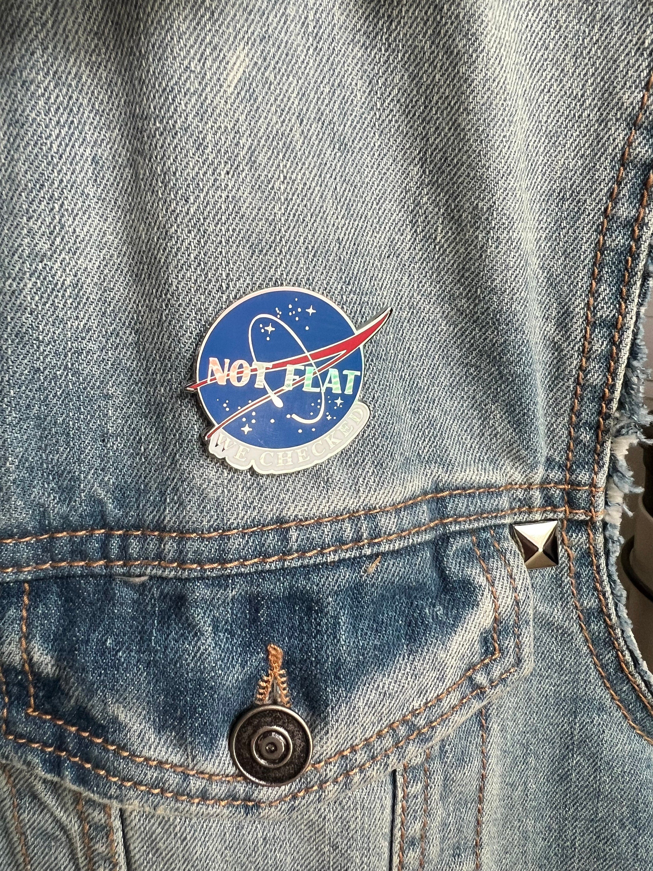 funny pins space badges punk pins nasa enamel pin science astronaut pin science gift not flat we checked hard enamel pins Earth button
