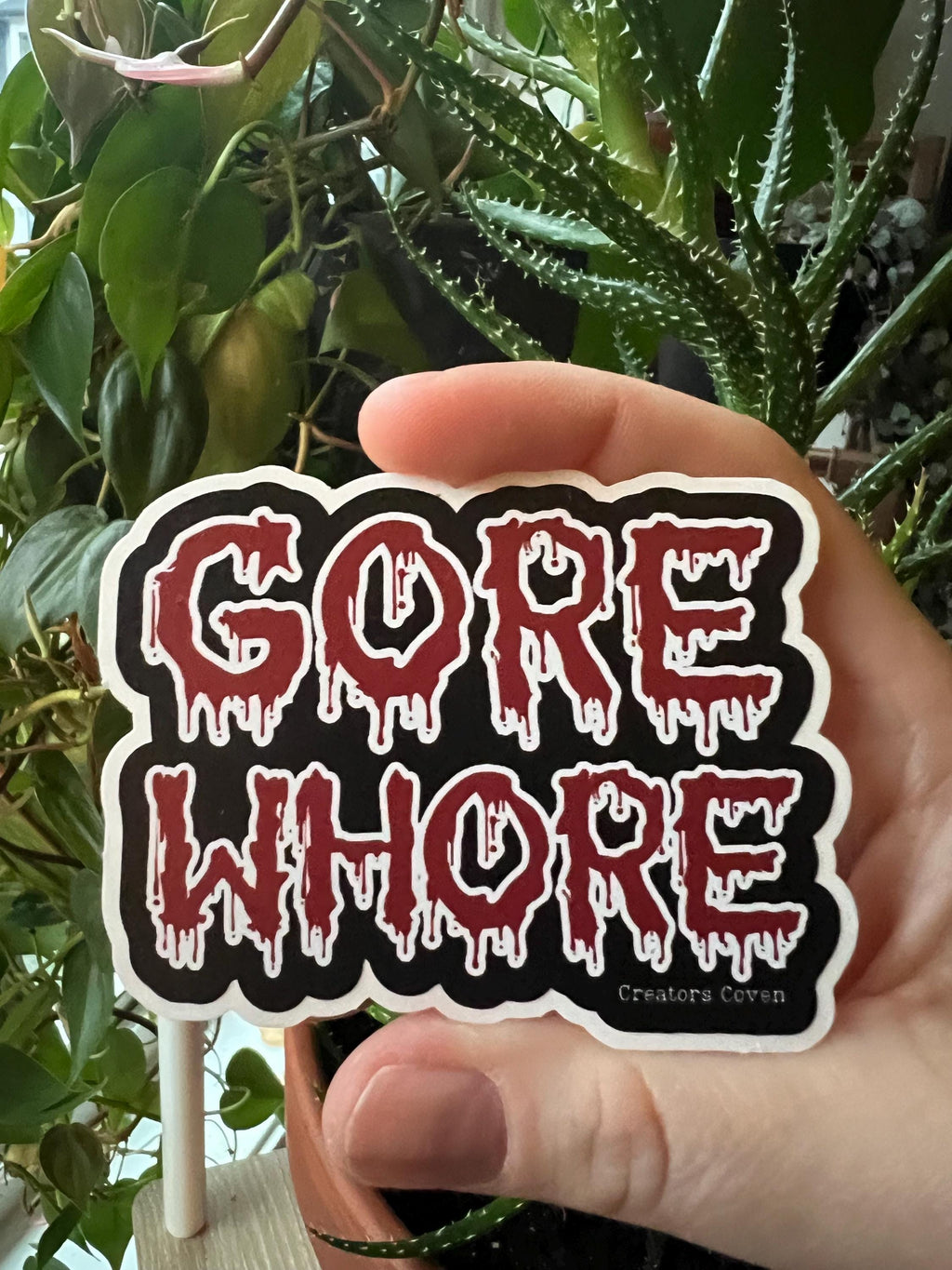 Gore whore horror fan vinyl sticker