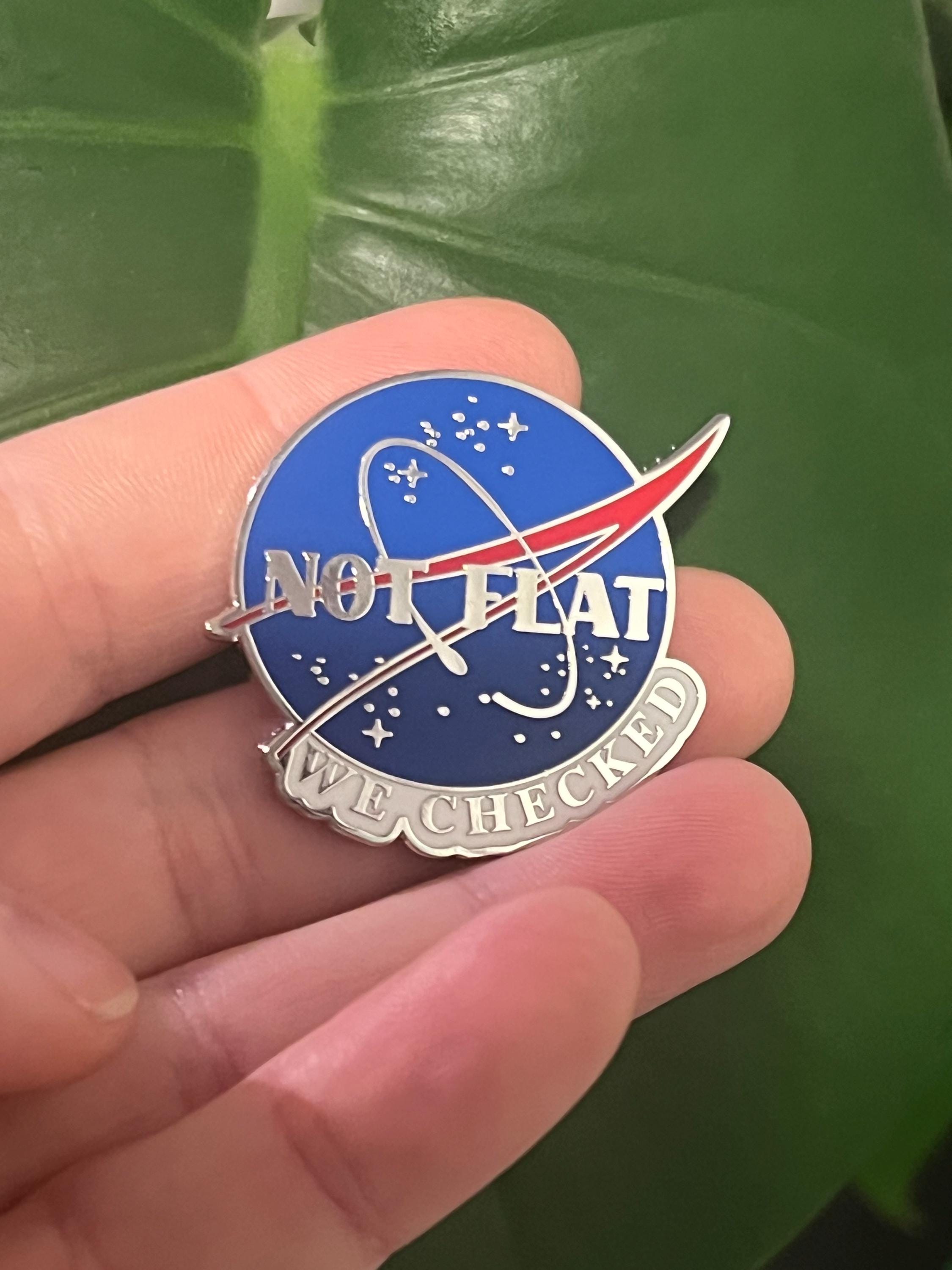 funny pins space badges punk pins nasa enamel pin science astronaut pin science gift not flat we checked hard enamel pins Earth button