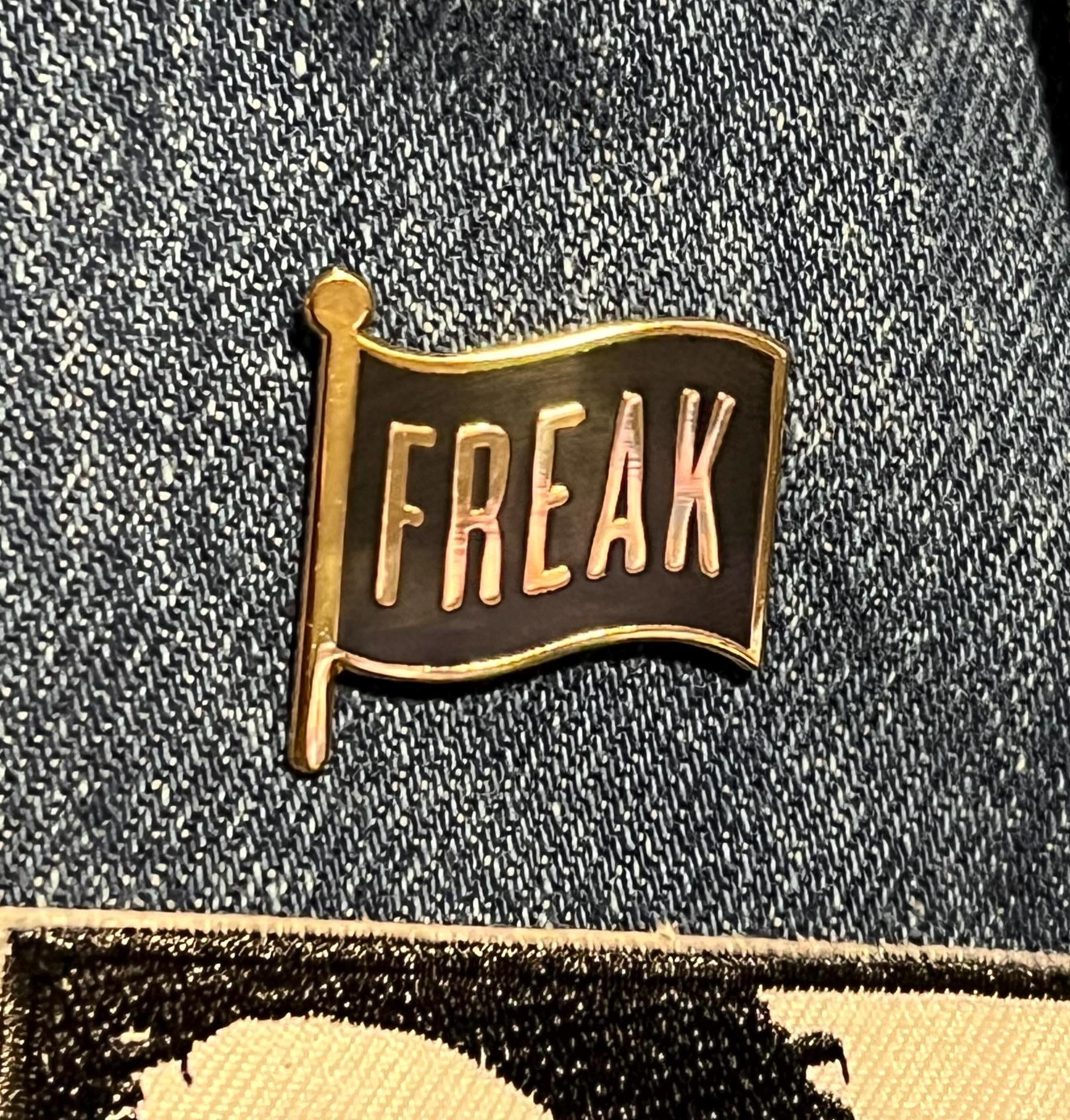 goth enamel pins and badges punk pins FREAK FLAG dark humor gothic accessories queer punk pinback buttons