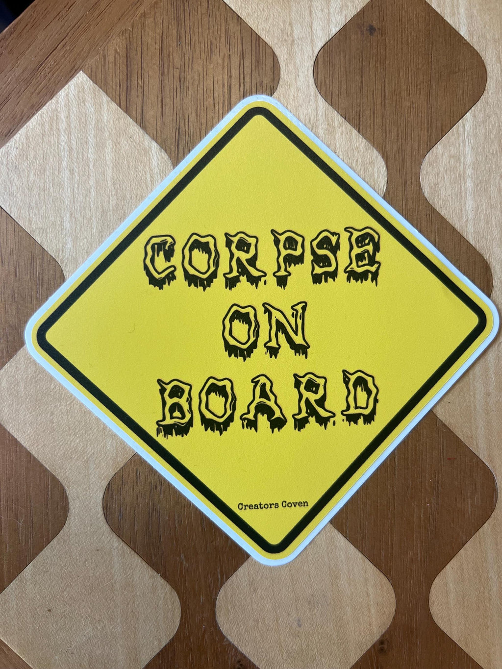 Corpse on Board vinyl sticker yellow warning sticker