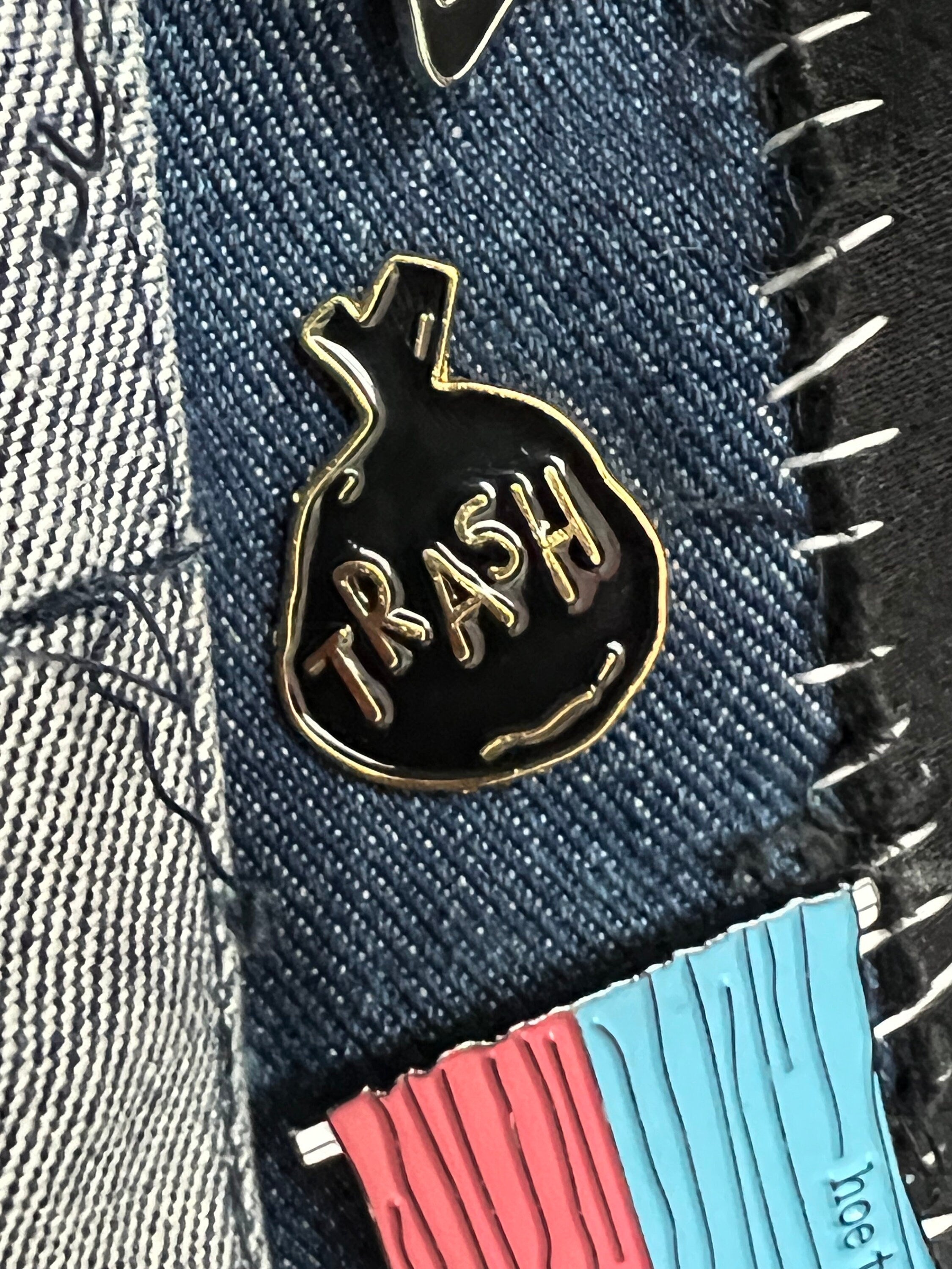 goth pins punk badges trash bag enamel pins funny pinback buttons emo garbage pin grunge accessories queer pin pins
