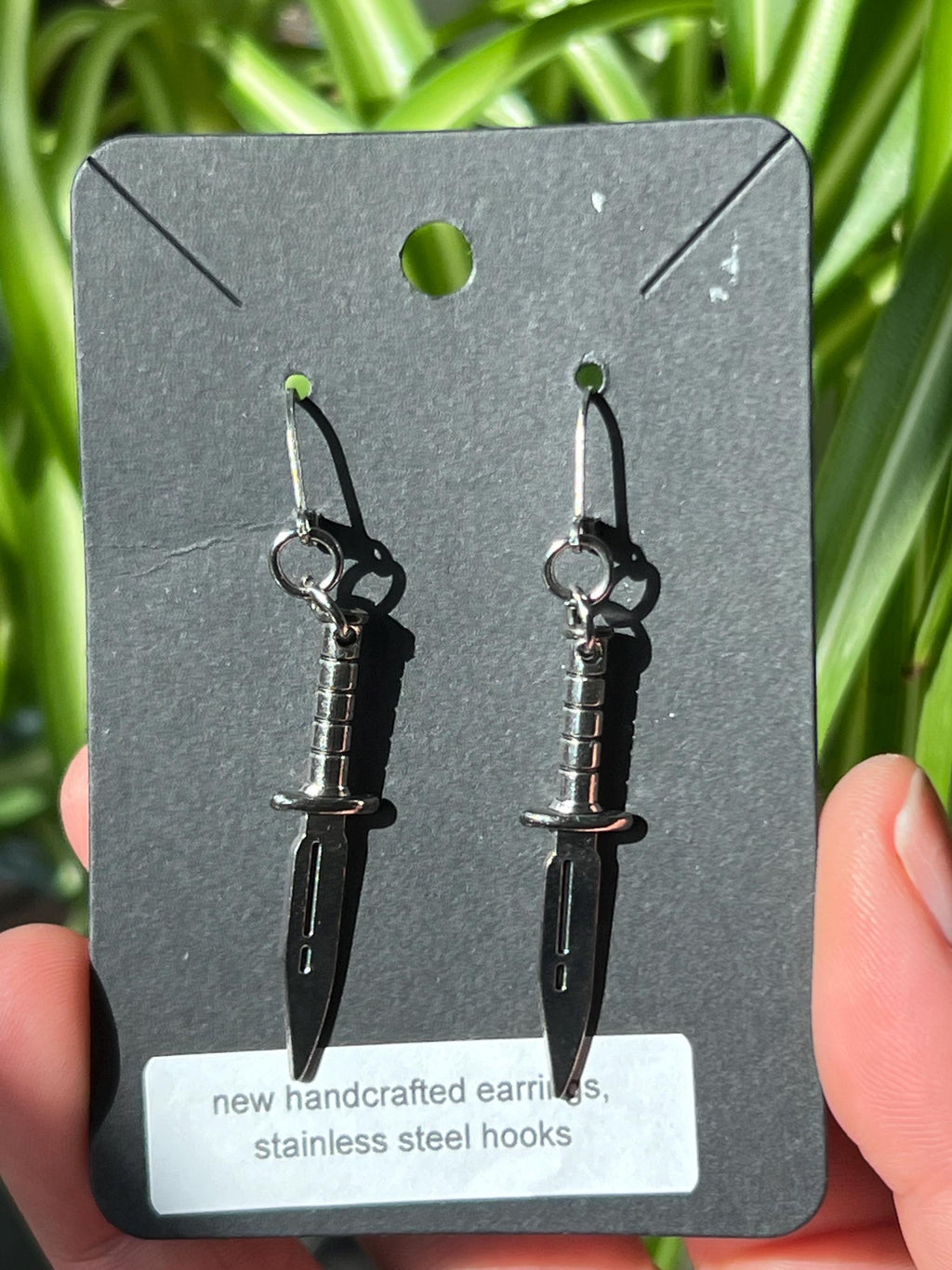 goth knife earrings gothic jewelry punk earrings weapon accessories stainless steel hypoallergenic jewellery apocalyptic dagger earrings
