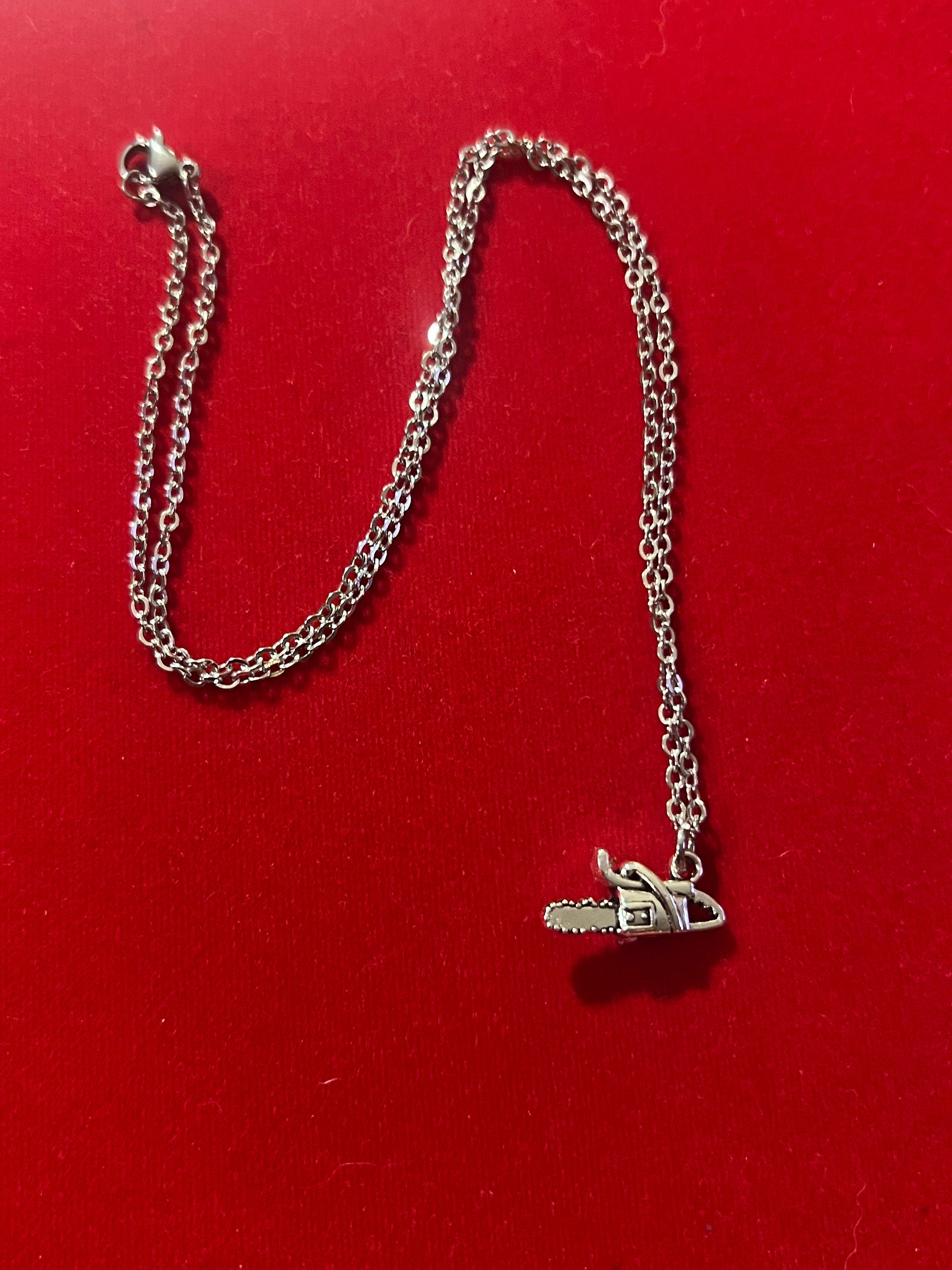 chainsaw necklace goth jewelry punk accessories gothic necklace stainless steel jewelry punk necklace miniature chainsaw jewelry