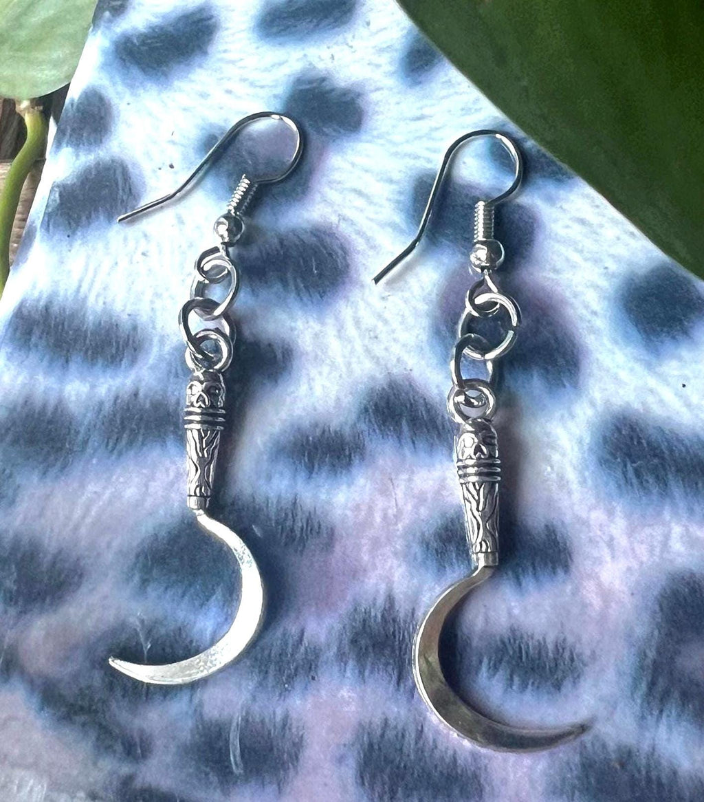 gothic scythe earrings punk jewelry grim reaper jewellery alternative stainless steel goth jewelry grim reaper dark accessories