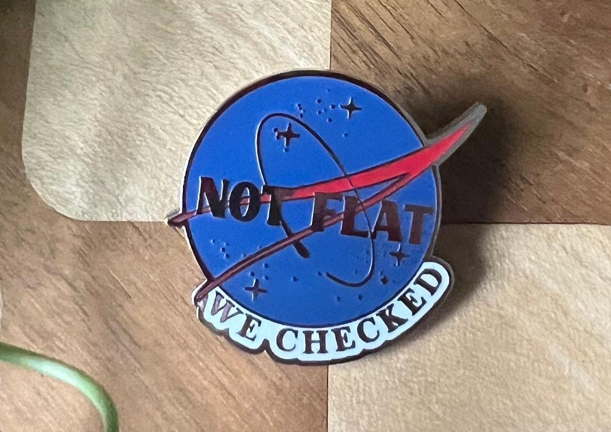 funny pins space badges punk pins nasa enamel pin science astronaut pin science gift not flat we checked hard enamel pins Earth button