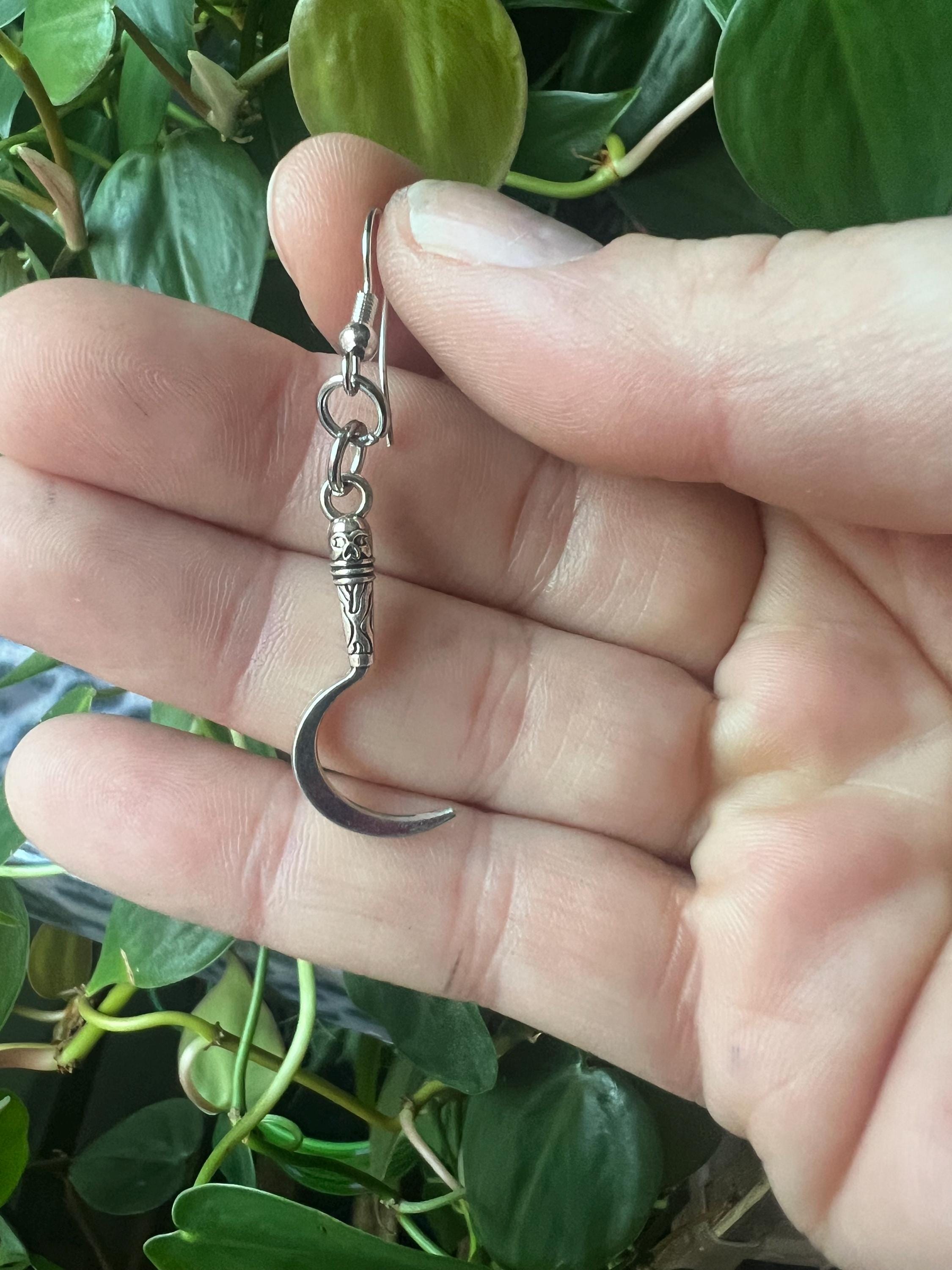 gothic scythe earrings punk jewelry grim reaper jewellery alternative stainless steel goth jewelry grim reaper dark accessories