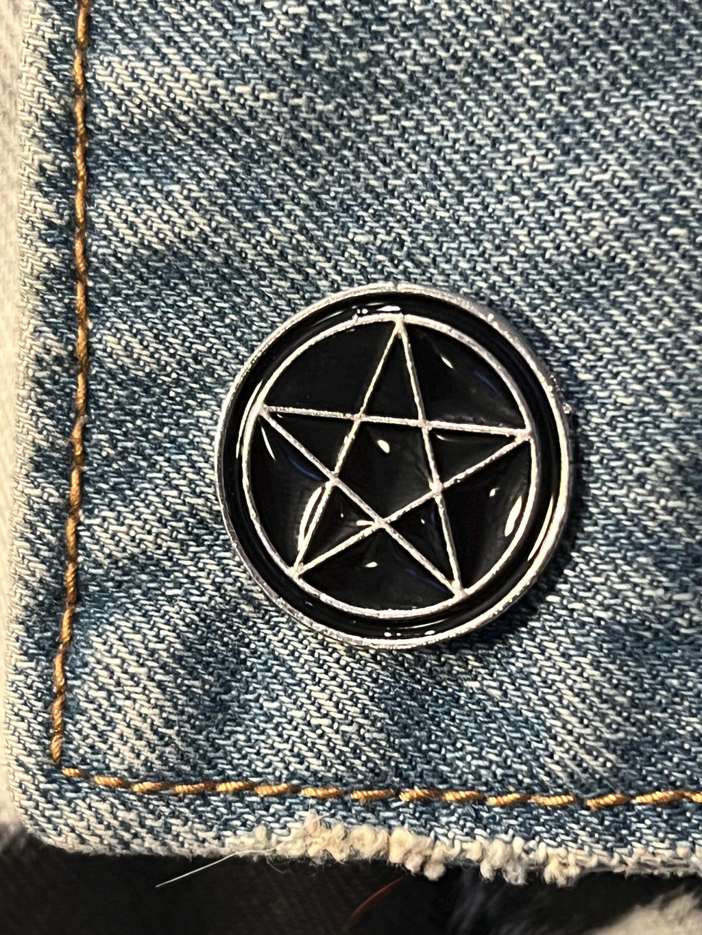 black pentagram enamel pins