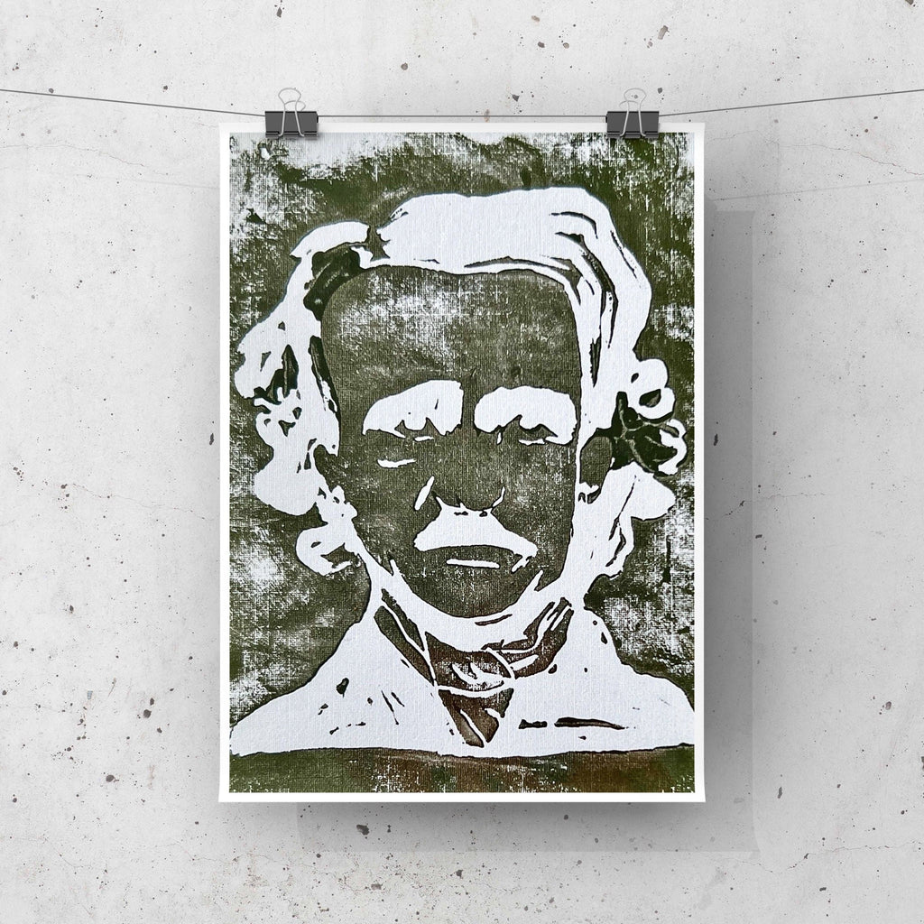edgar allan poe lino print black and white handmade art print gothic home decor