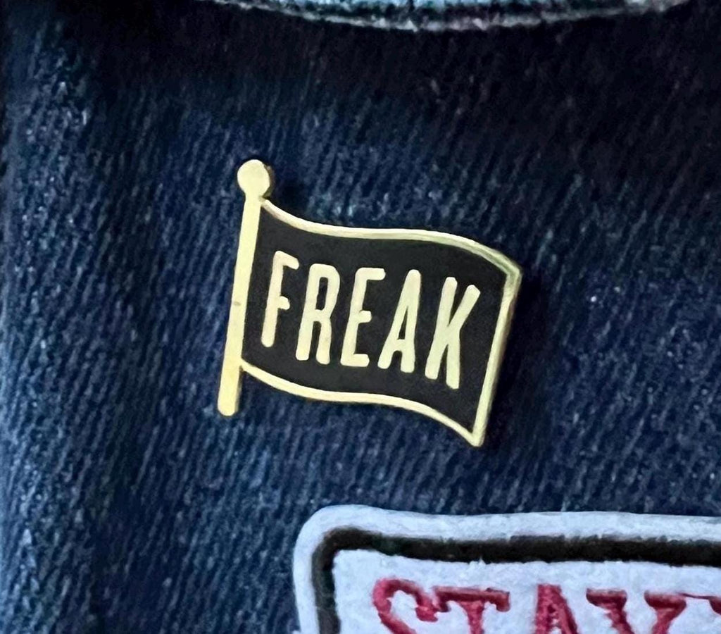 goth enamel pins and badges punk pins FREAK FLAG dark humor gothic accessories queer punk pinback buttons