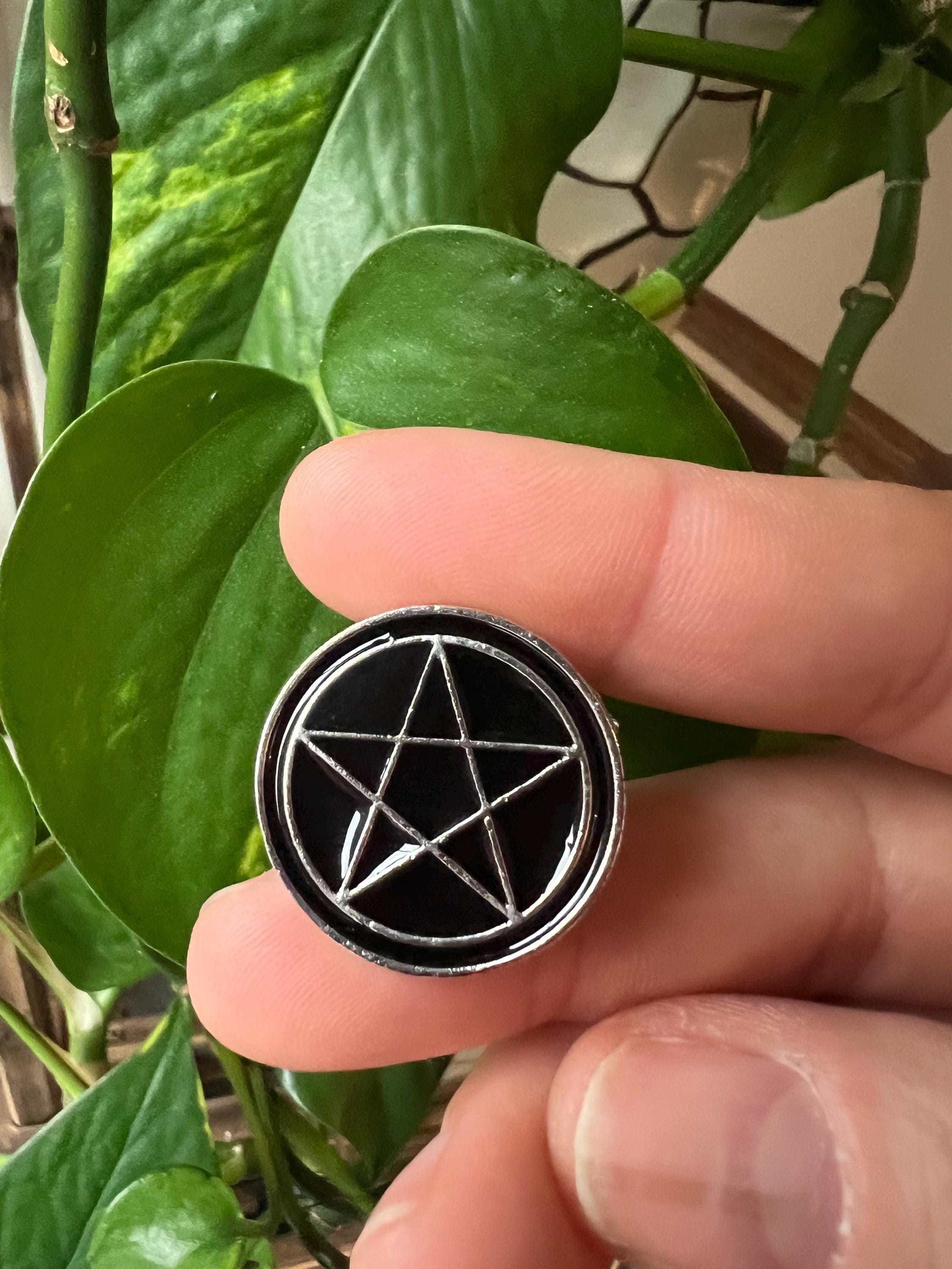 black pentagram enamel pins