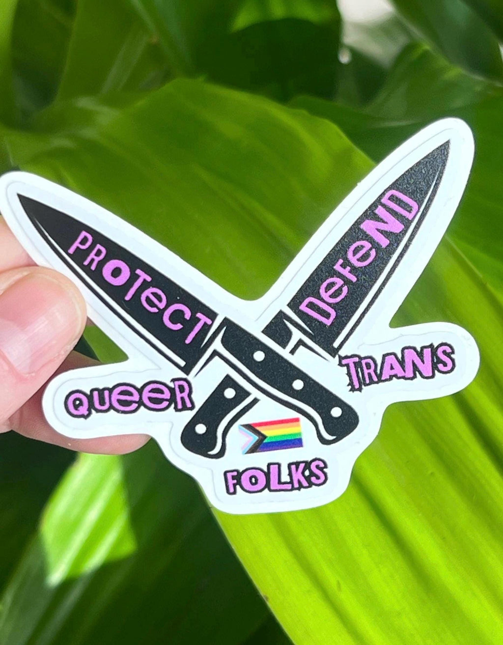 protect defend queer trans folks sticker lgbt leftist vinyl sticker liberal decals liberal stickers ally accessories lgbtq stickers decals