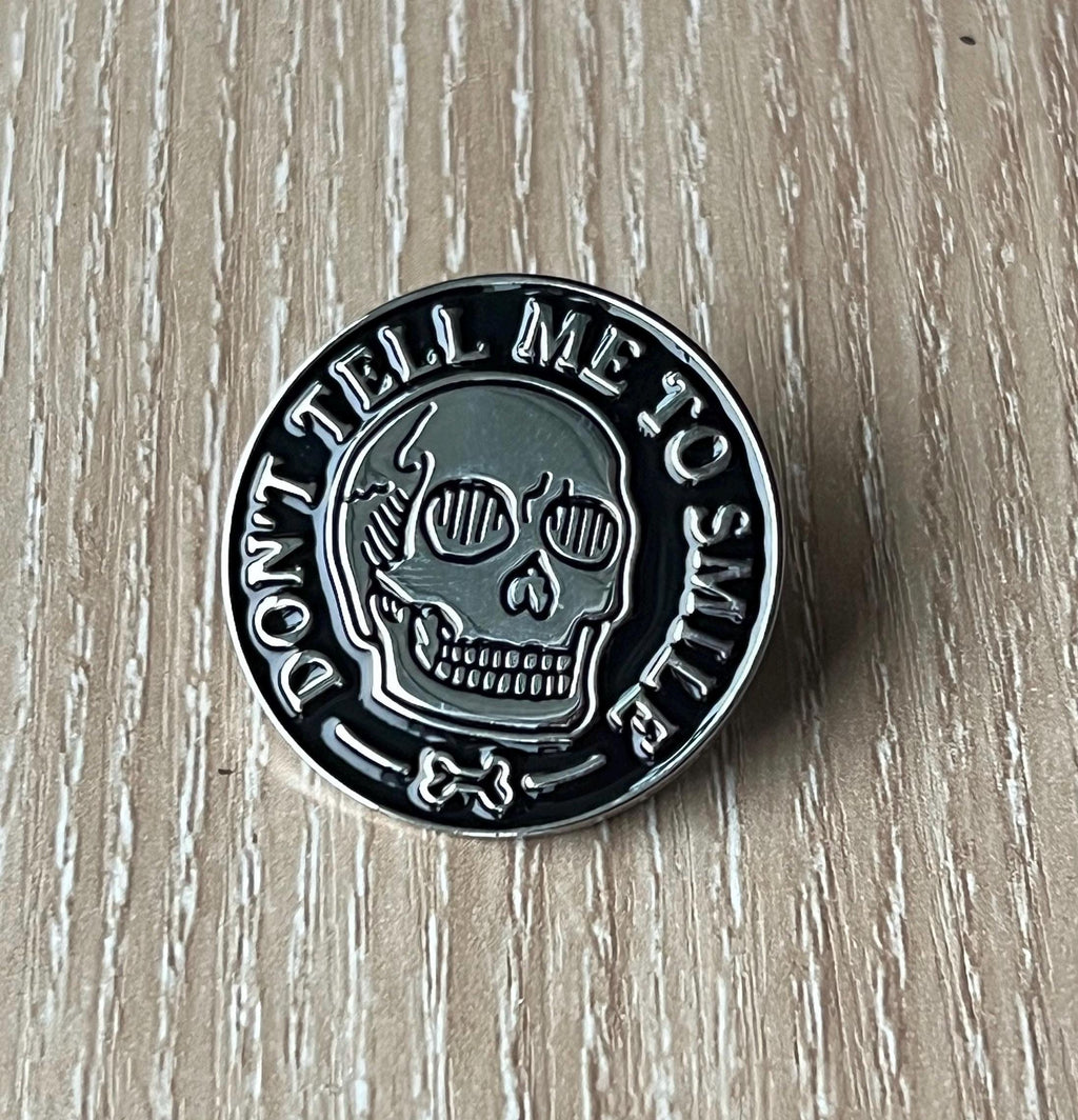 feminist punk enamel pins and badges goth pins skull feminism pinback buttons gothic accessories dont tell me to smile pin fuck off pin