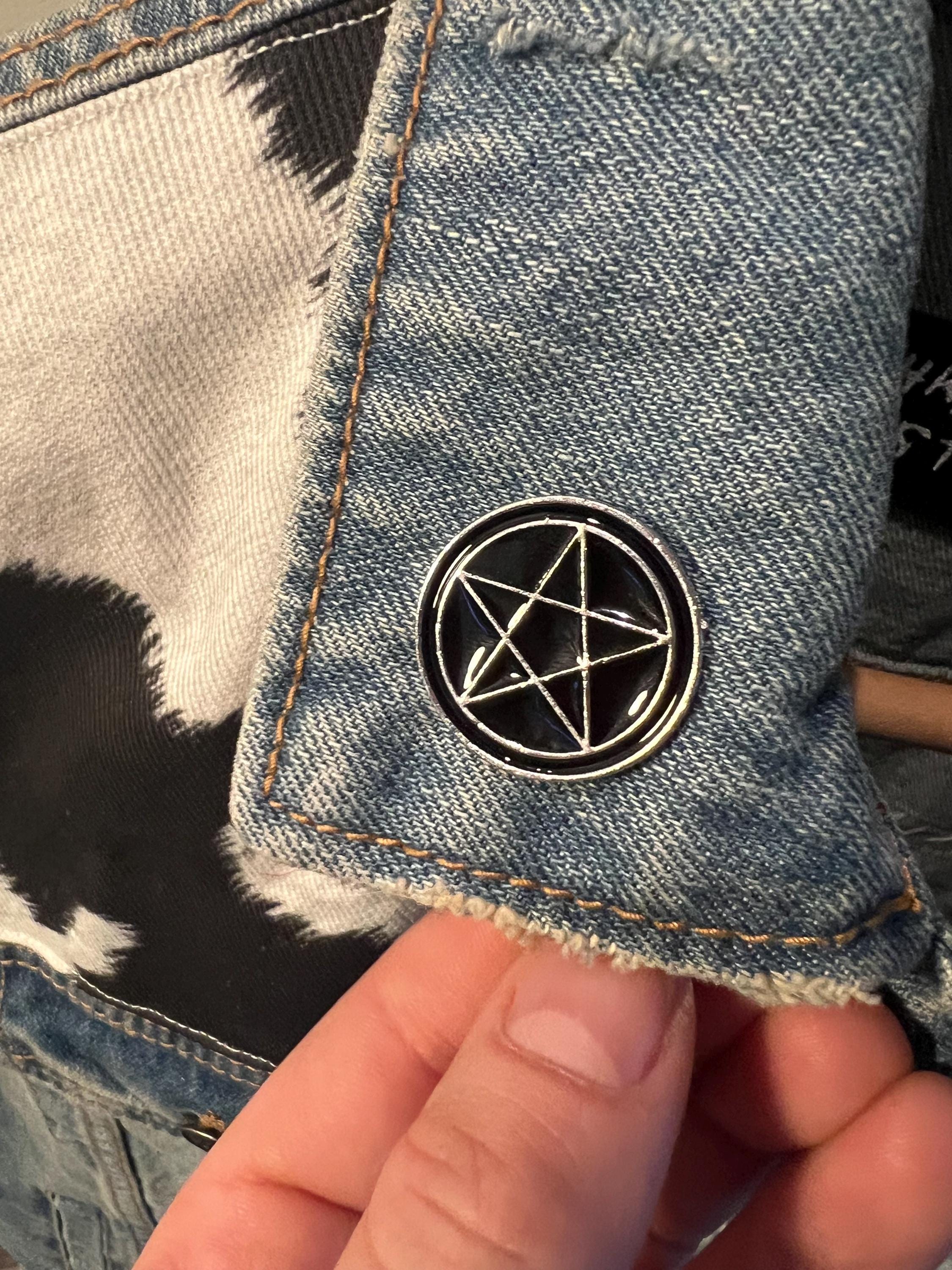 black pentagram enamel pins