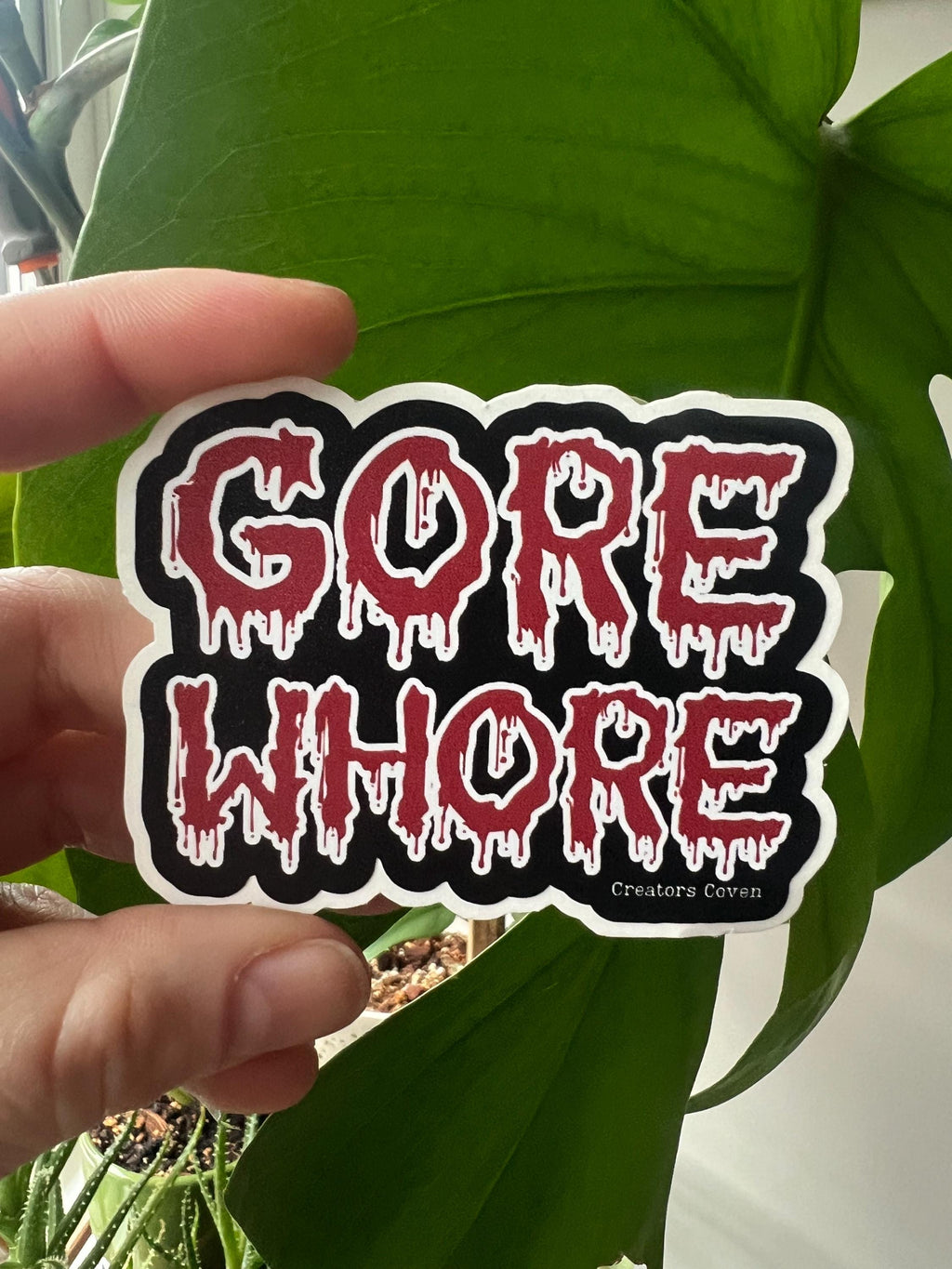 Gore whore horror fan vinyl sticker