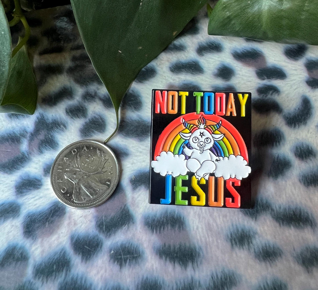 "Not Today Jesus" Rainbow Baphomet Enamel Pin