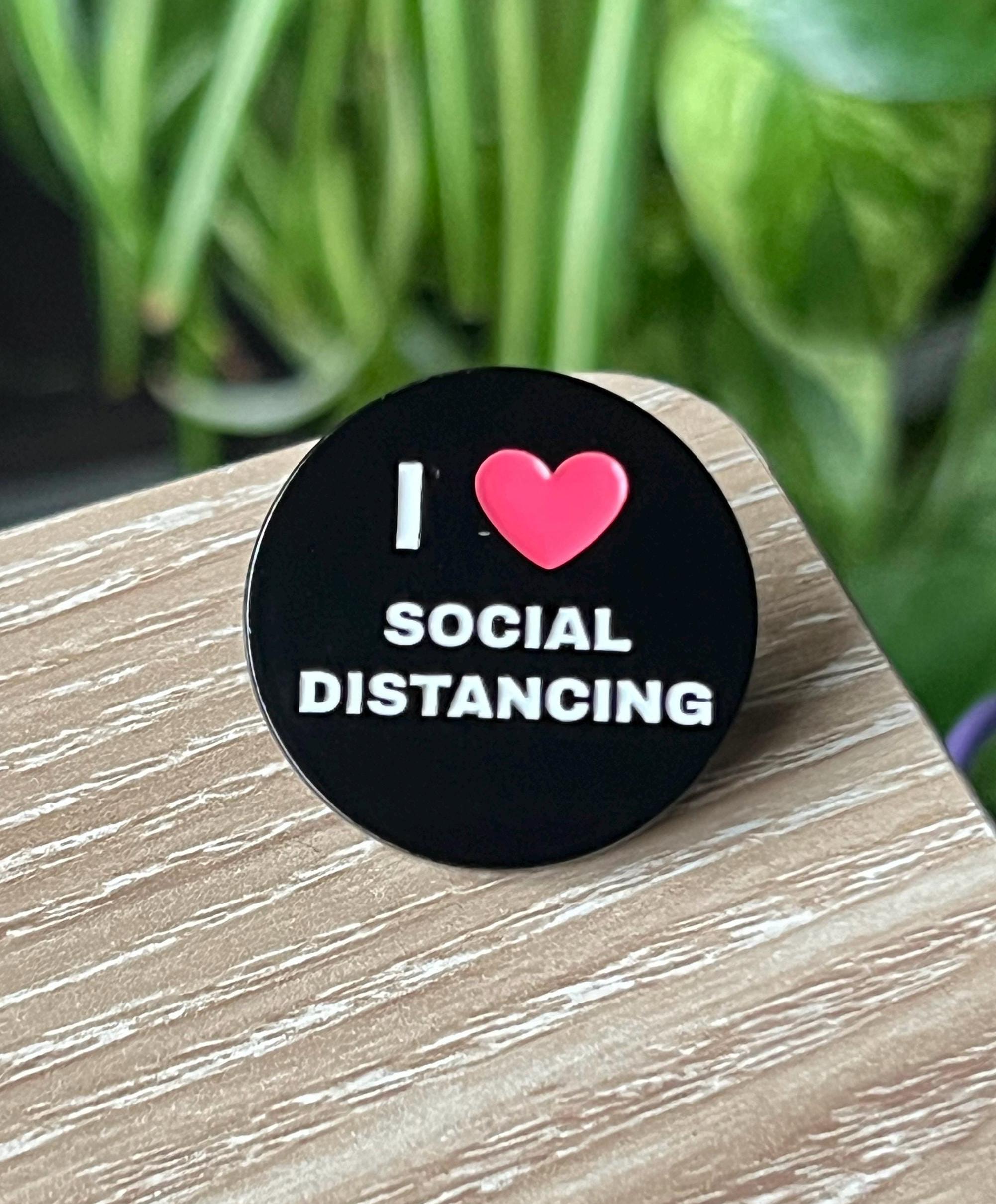 leftist funny introvert pins feminist punk pins and badges queer pins black and white liberal  I love social distancing button