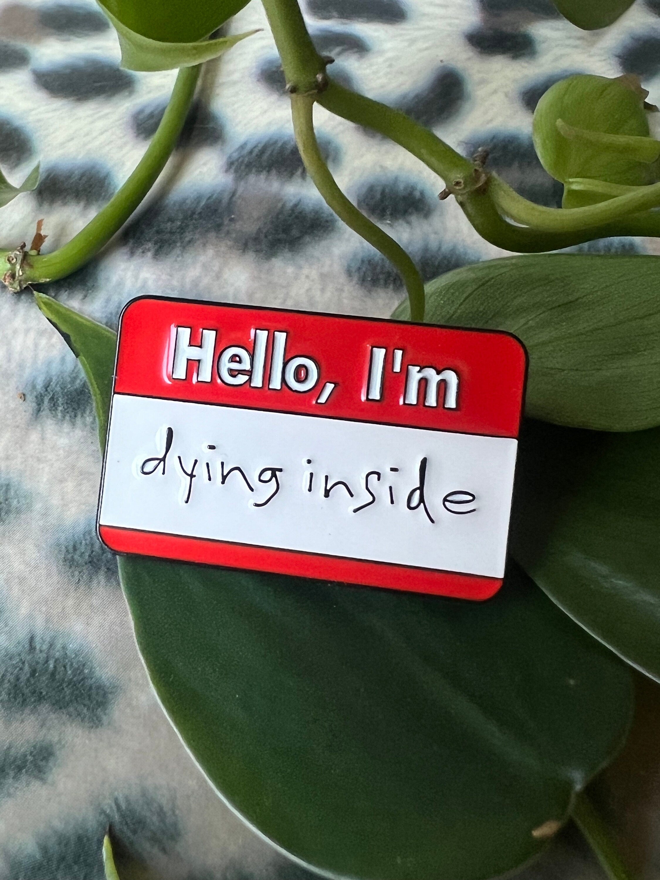 goth enamel pins dark humor pins and badges punk pins gothic accessories im dying inside punk accessories grunge pins