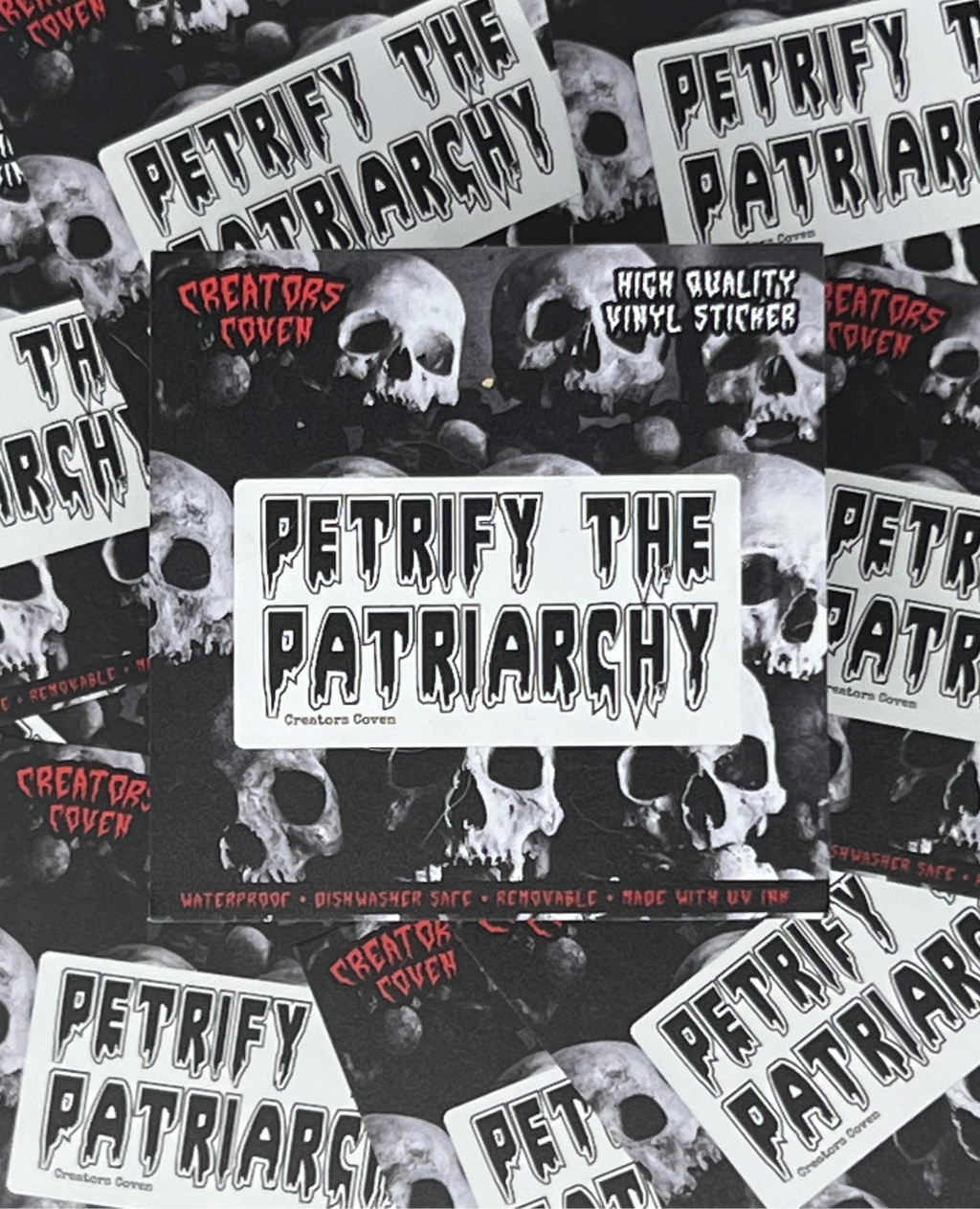 gothic stickers goth decals “petrify the patriarchy”spooky vinyl stickers creepy stickers punk stickers