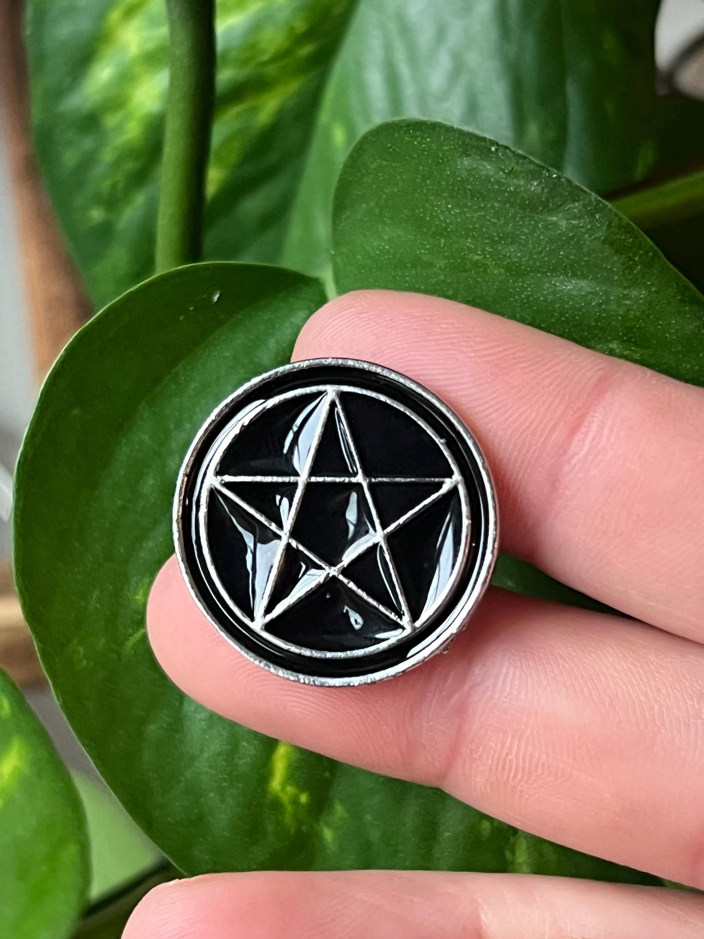 black pentagram enamel pins
