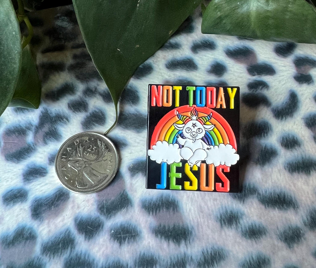 "Not Today Jesus" Rainbow Baphomet Enamel Pin