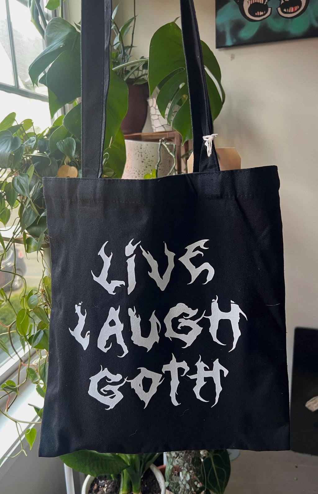 Live Laugh Goth black tote bag