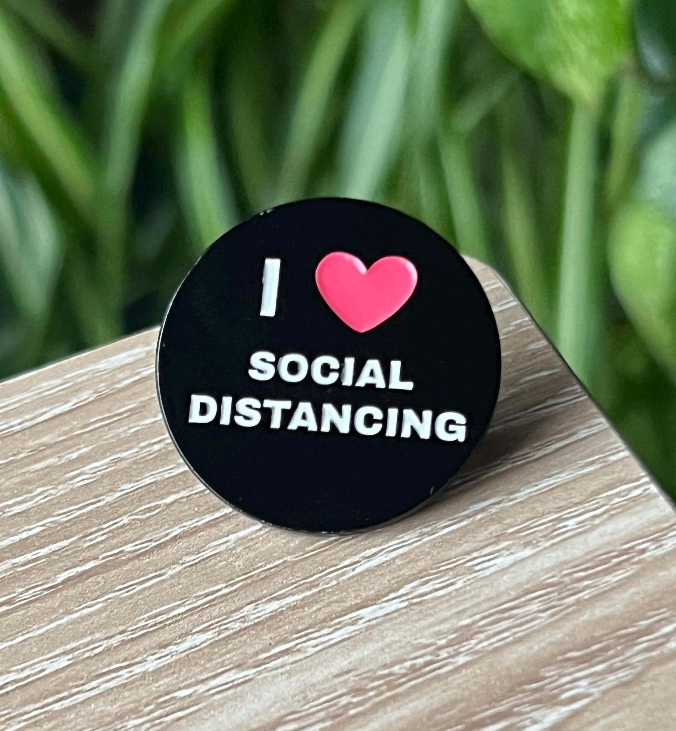 leftist funny introvert pins feminist punk pins and badges queer pins black and white liberal  I love social distancing button