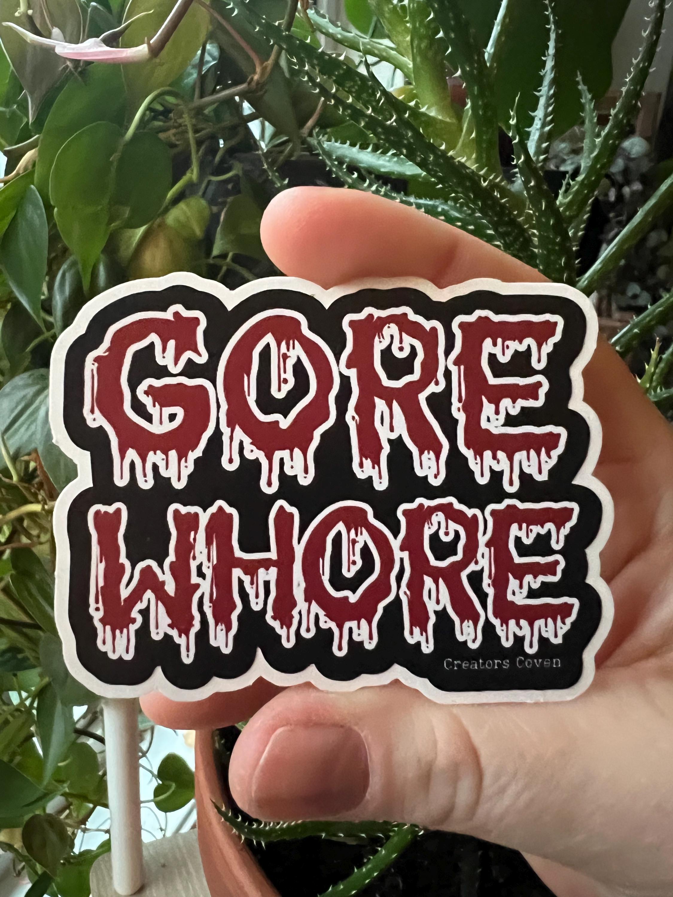 Gore whore horror fan vinyl sticker