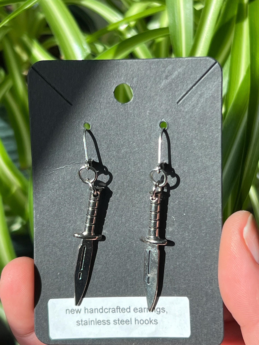 goth knife earrings gothic jewelry punk earrings weapon accessories stainless steel hypoallergenic jewellery apocalyptic dagger earrings