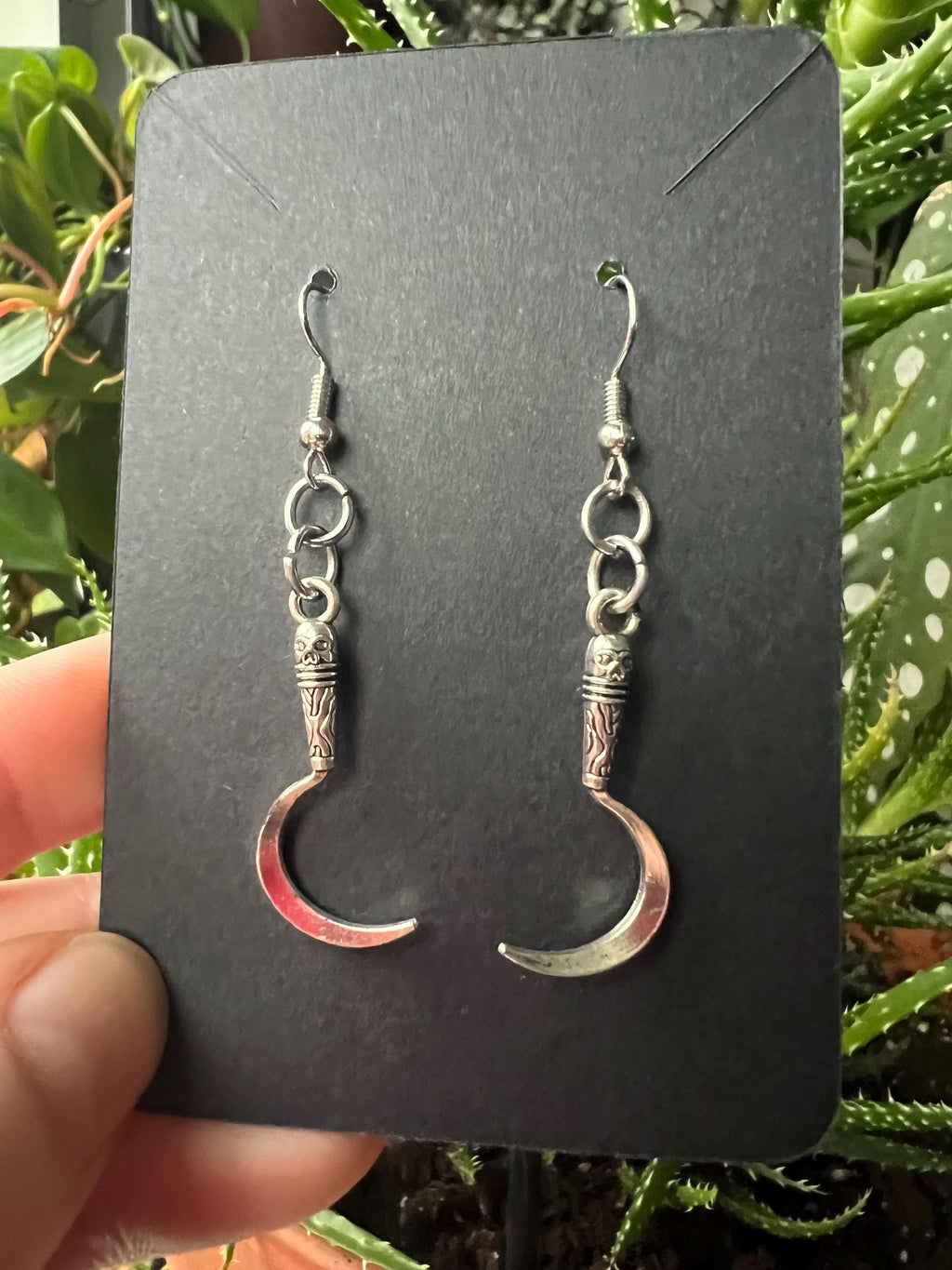 gothic scythe earrings punk jewelry grim reaper jewellery alternative stainless steel goth jewelry grim reaper dark accessories